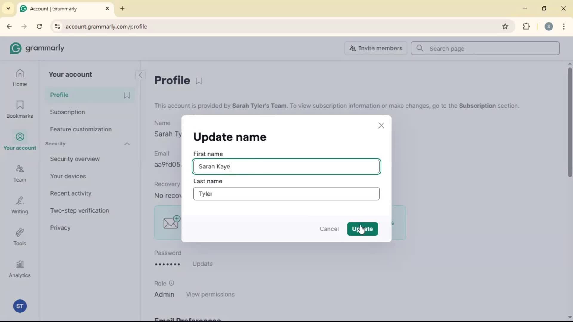 Updating your profile screenshot