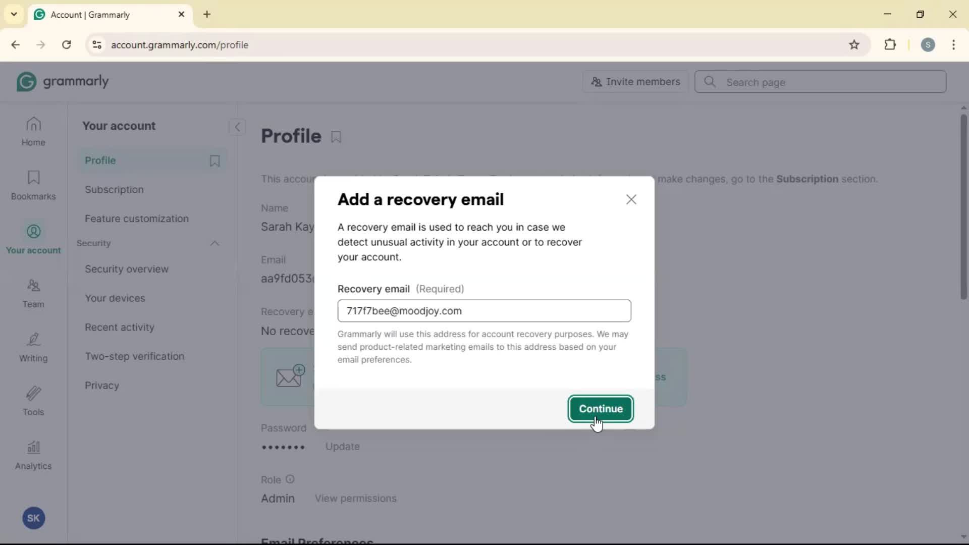 Updating your profile screenshot