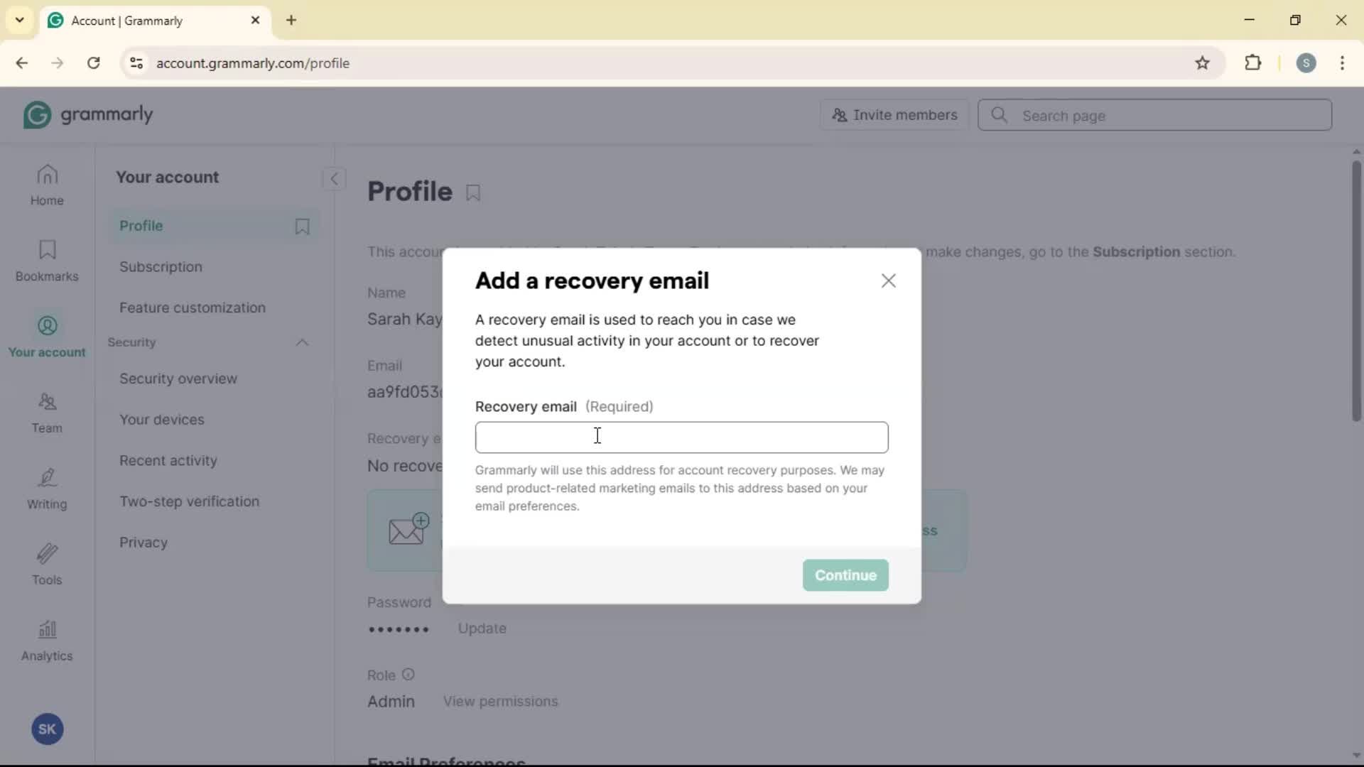 Updating your profile screenshot