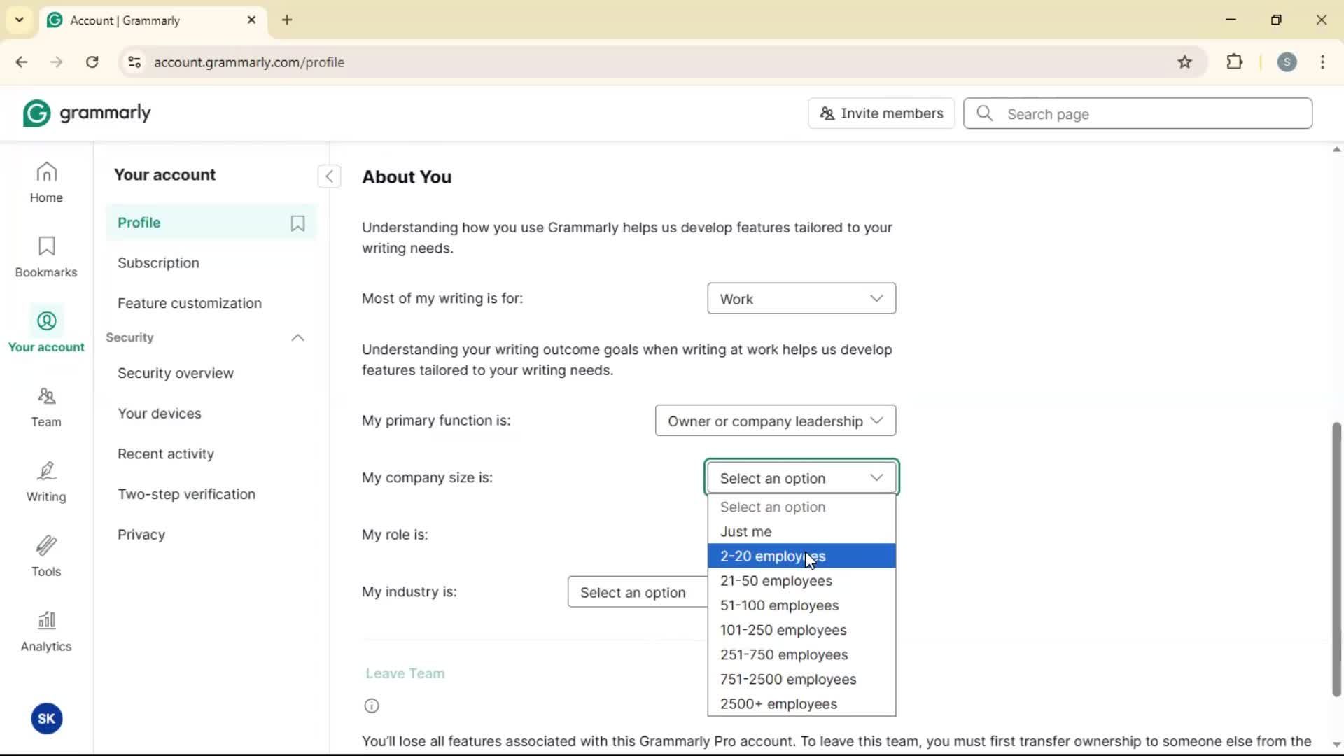 Updating your profile screenshot