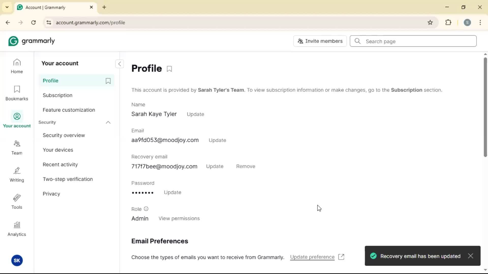 Updating your profile screenshot