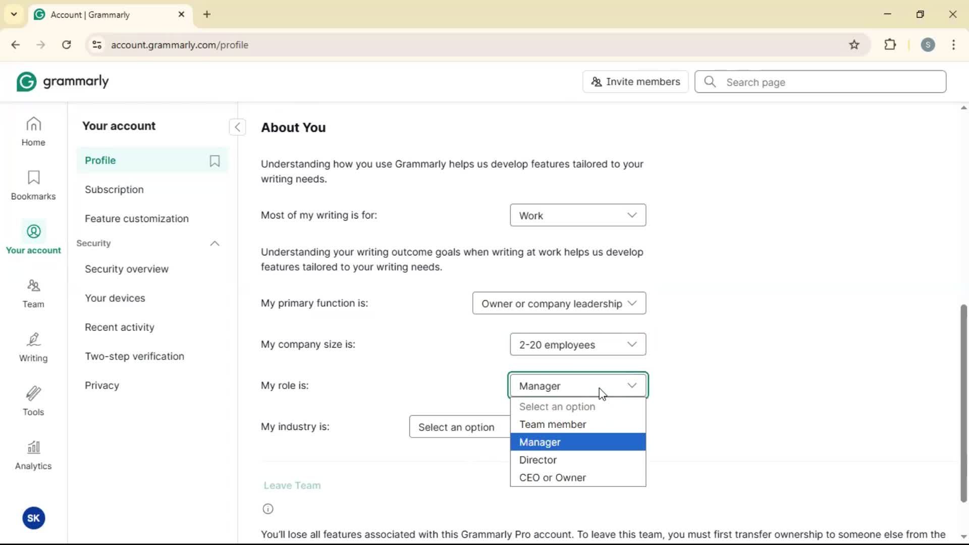 Updating your profile screenshot
