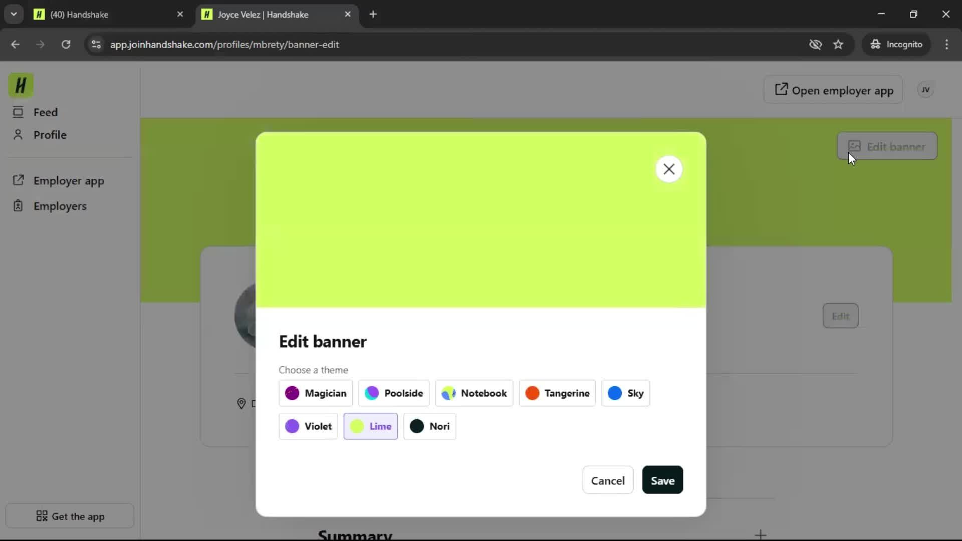 Updating your profile screenshot