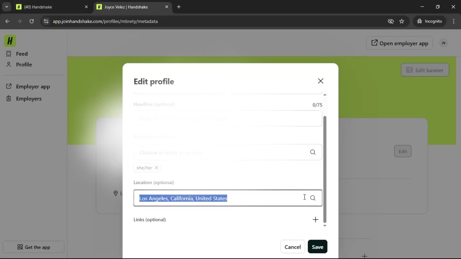 Updating your profile screenshot