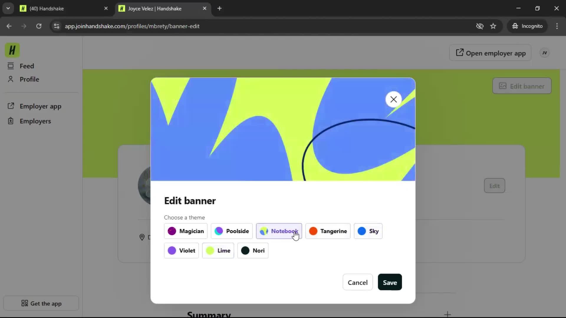 Updating your profile screenshot