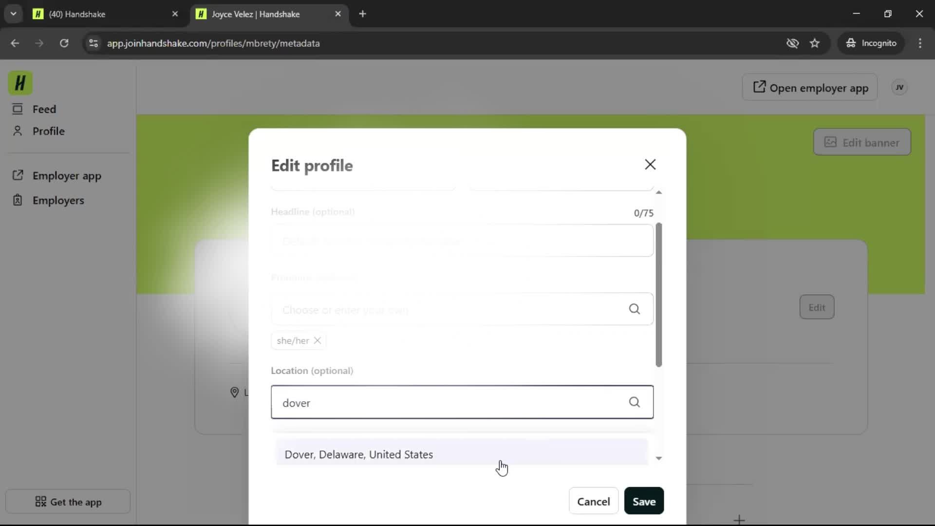Updating your profile screenshot