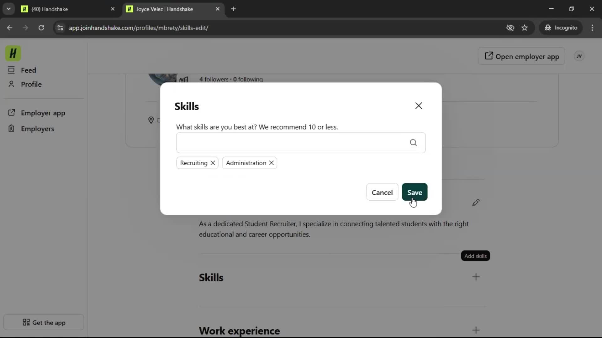 Updating your profile screenshot