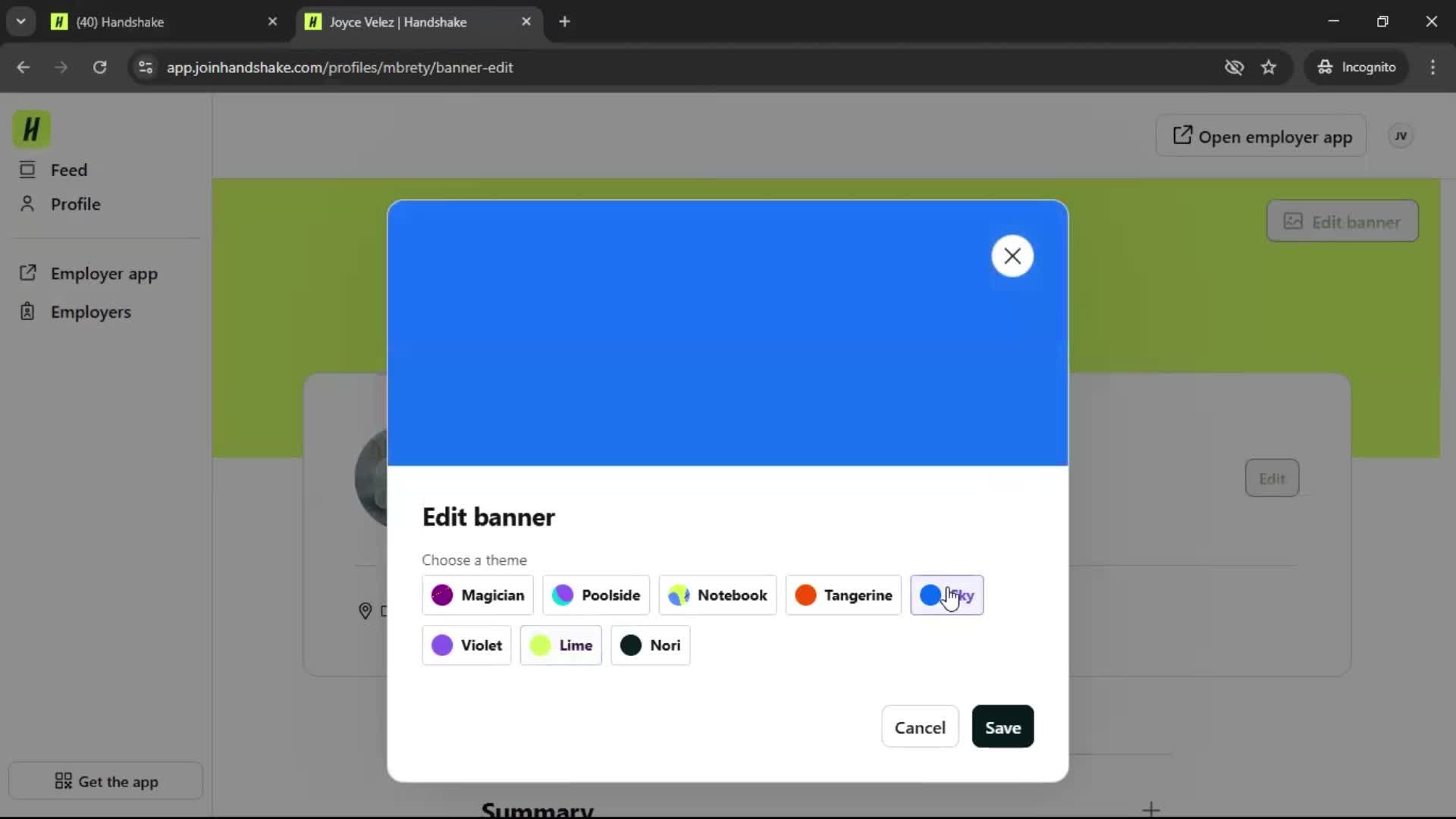 Updating your profile screenshot