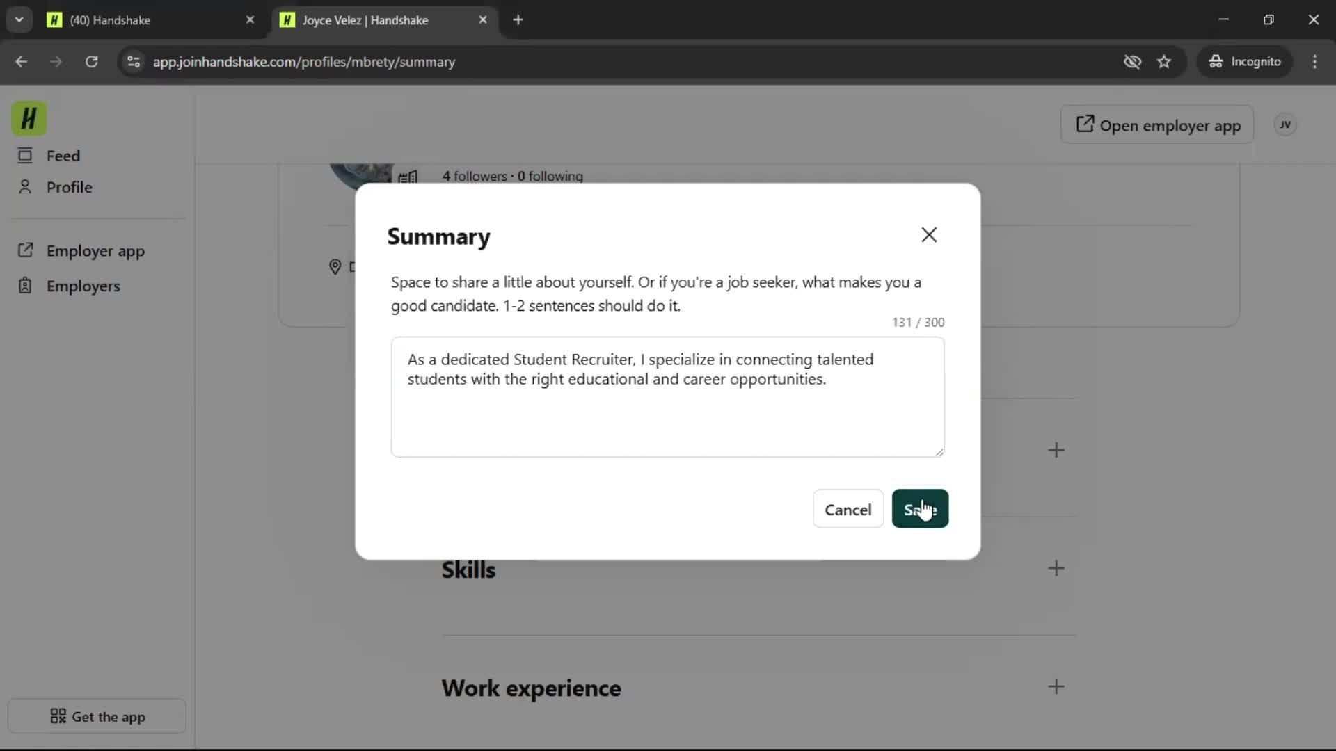 Updating your profile screenshot