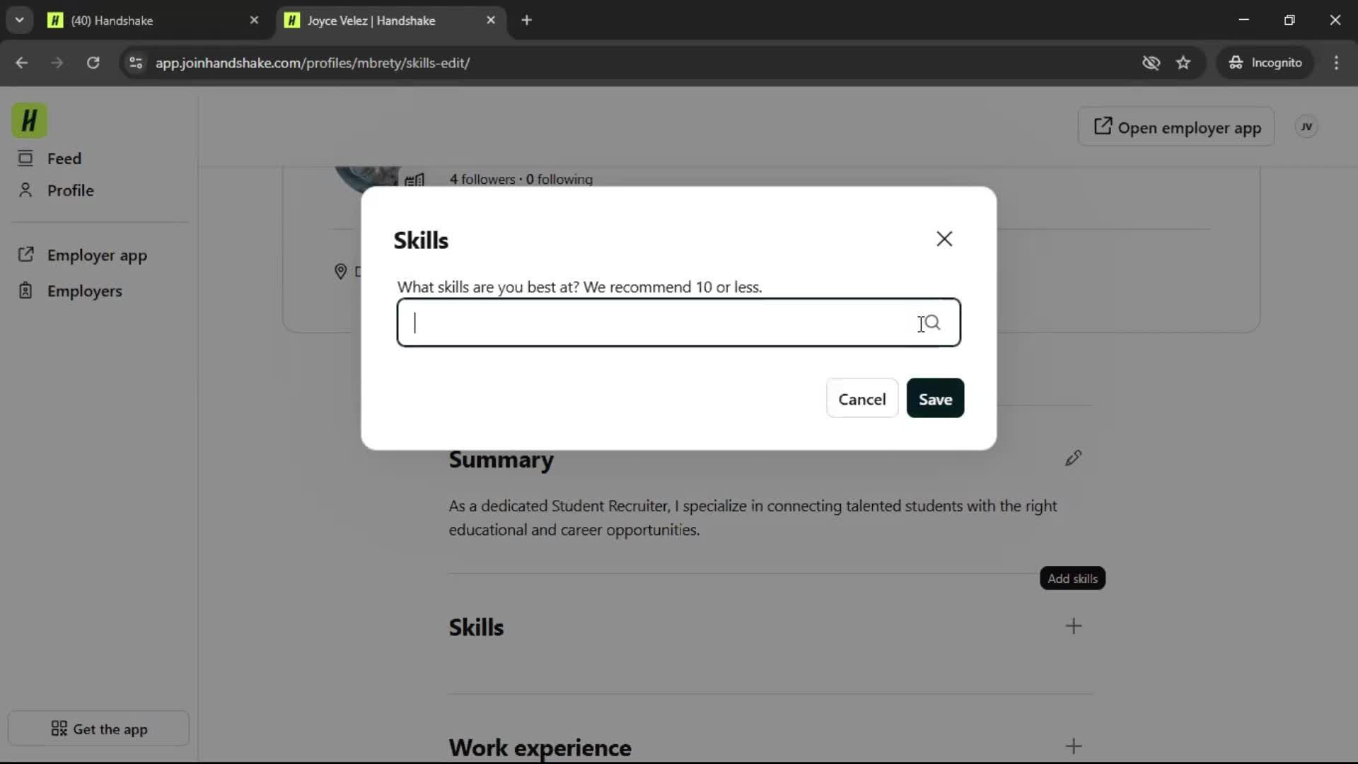 Updating your profile screenshot