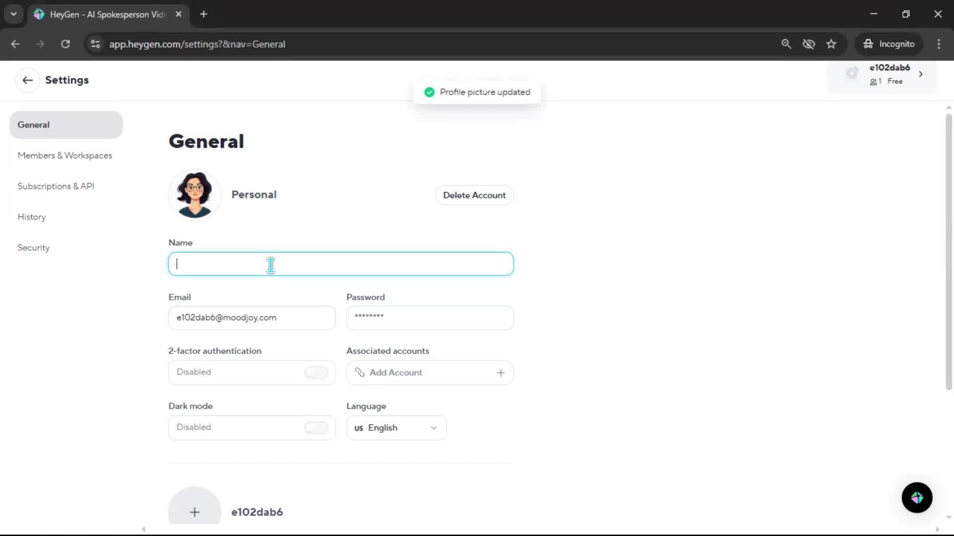 Updating your profile screenshot