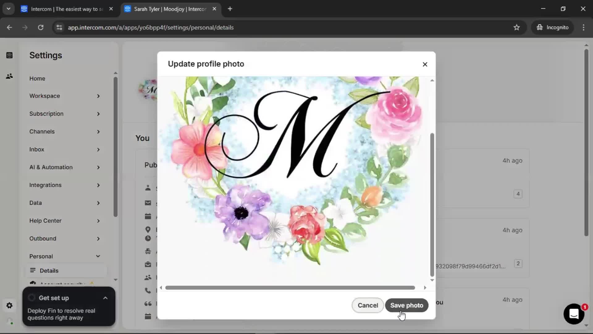 Updating your profile screenshot