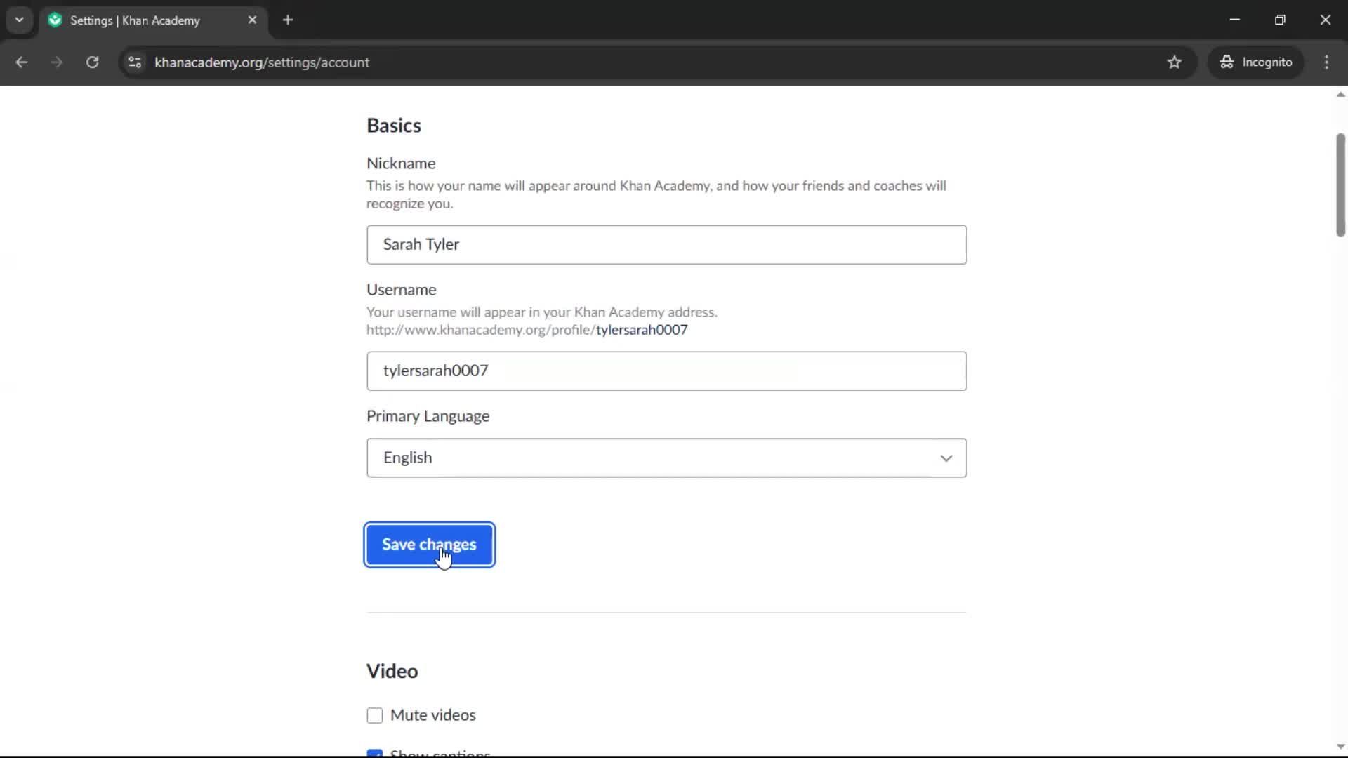 Updating your profile screenshot