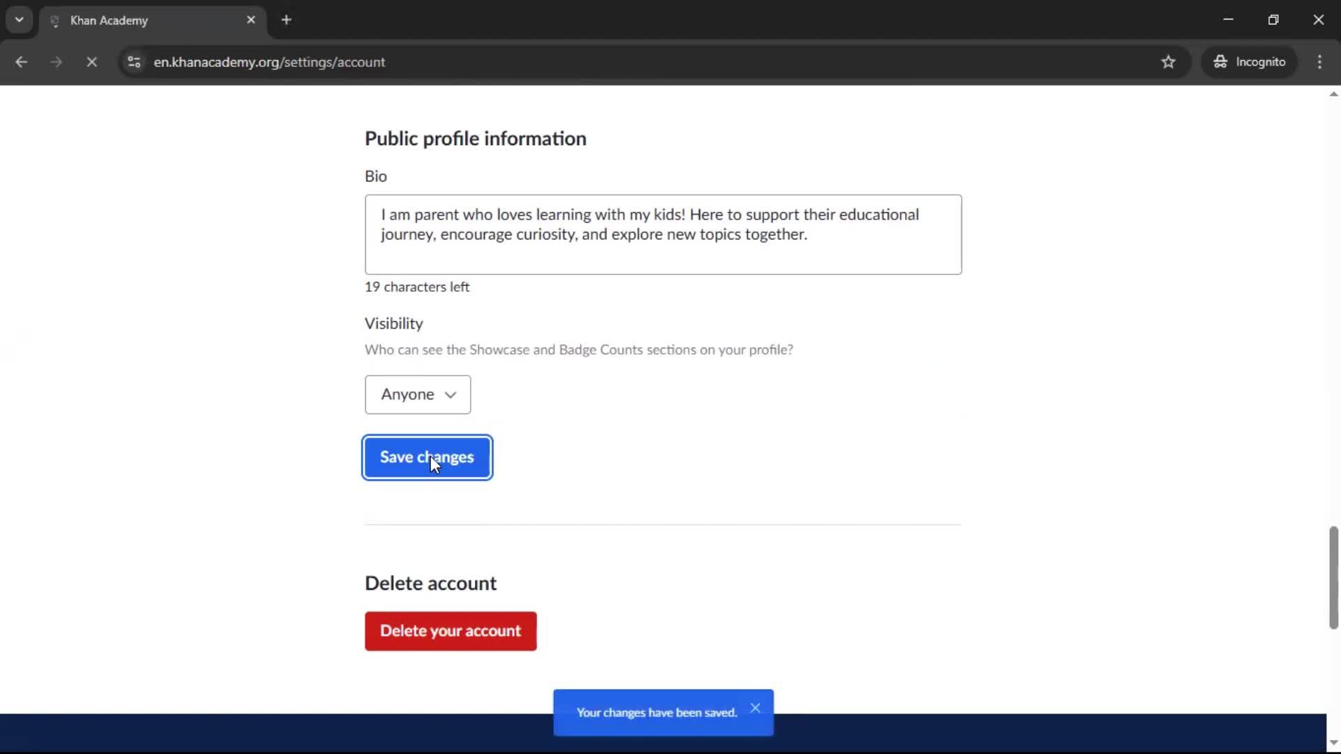 Updating your profile screenshot
