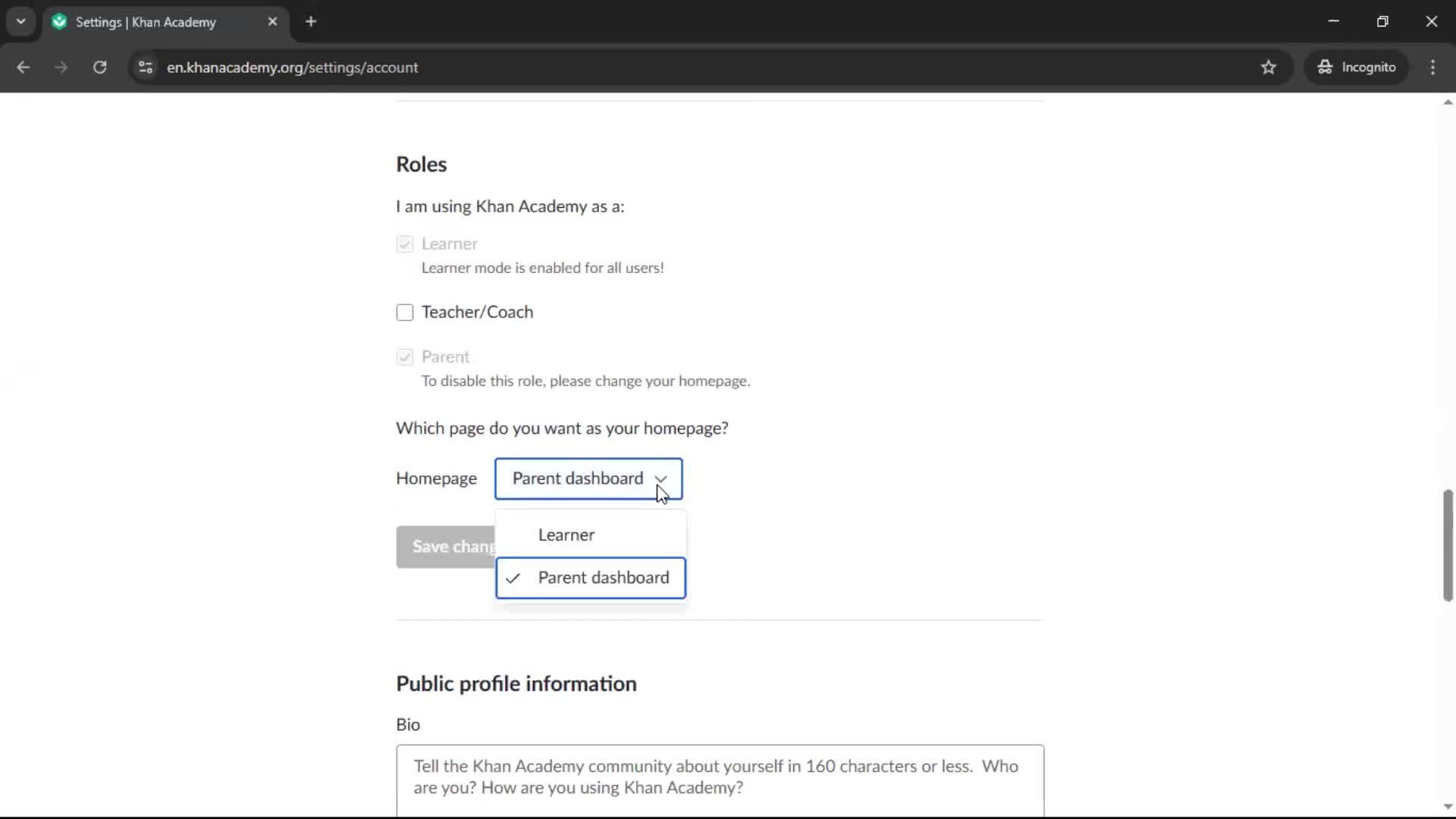 Updating your profile screenshot