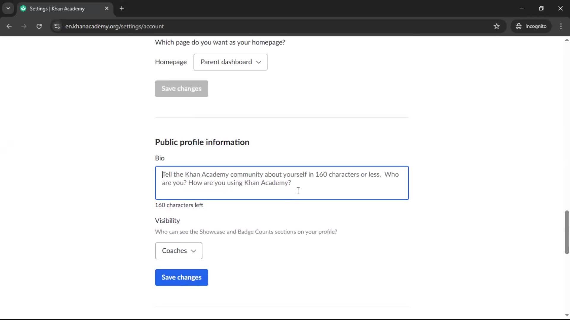 Updating your profile screenshot