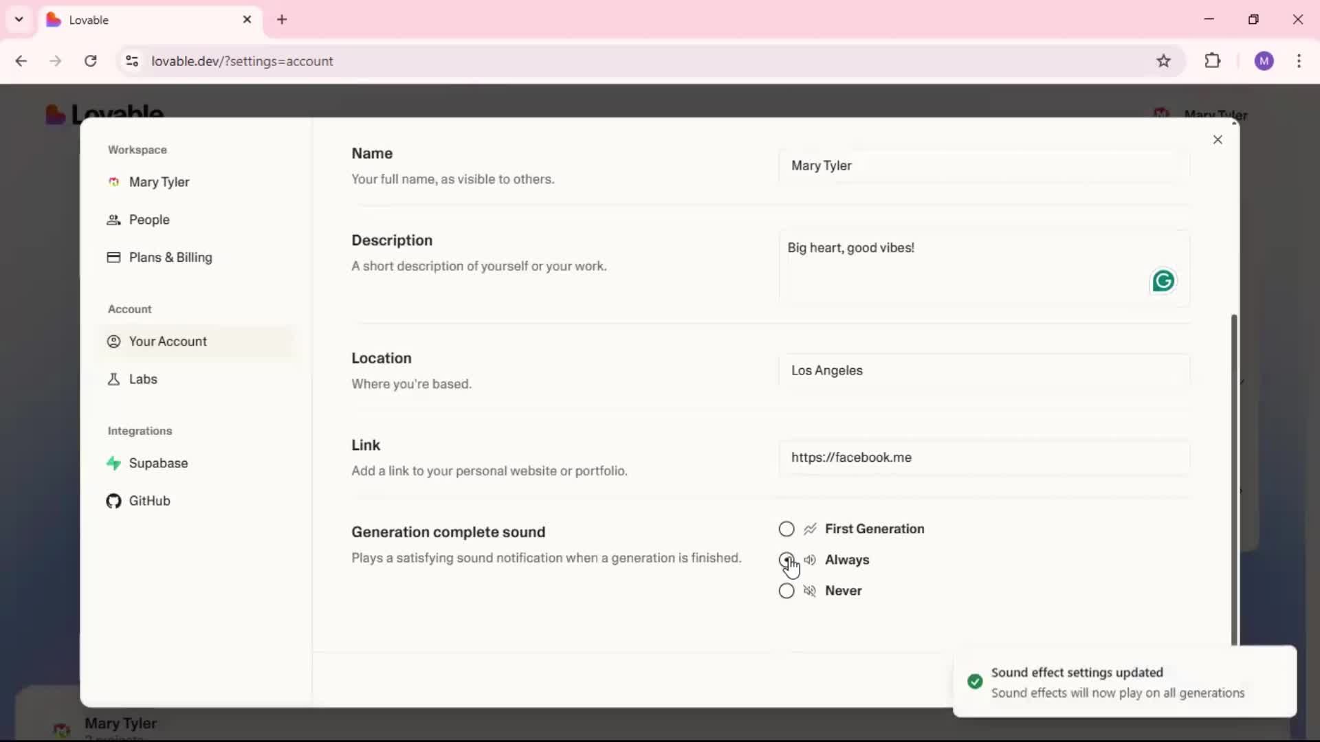 Updating your profile screenshot