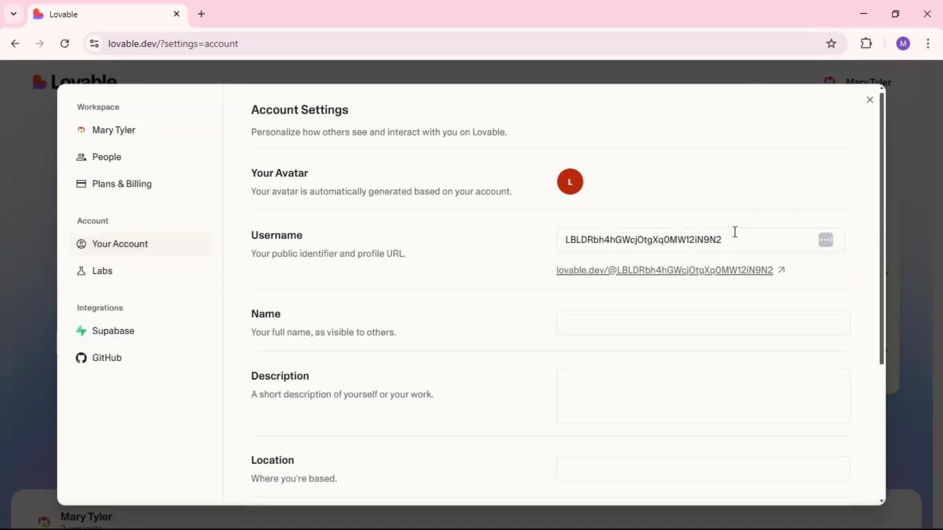 Updating your profile screenshot