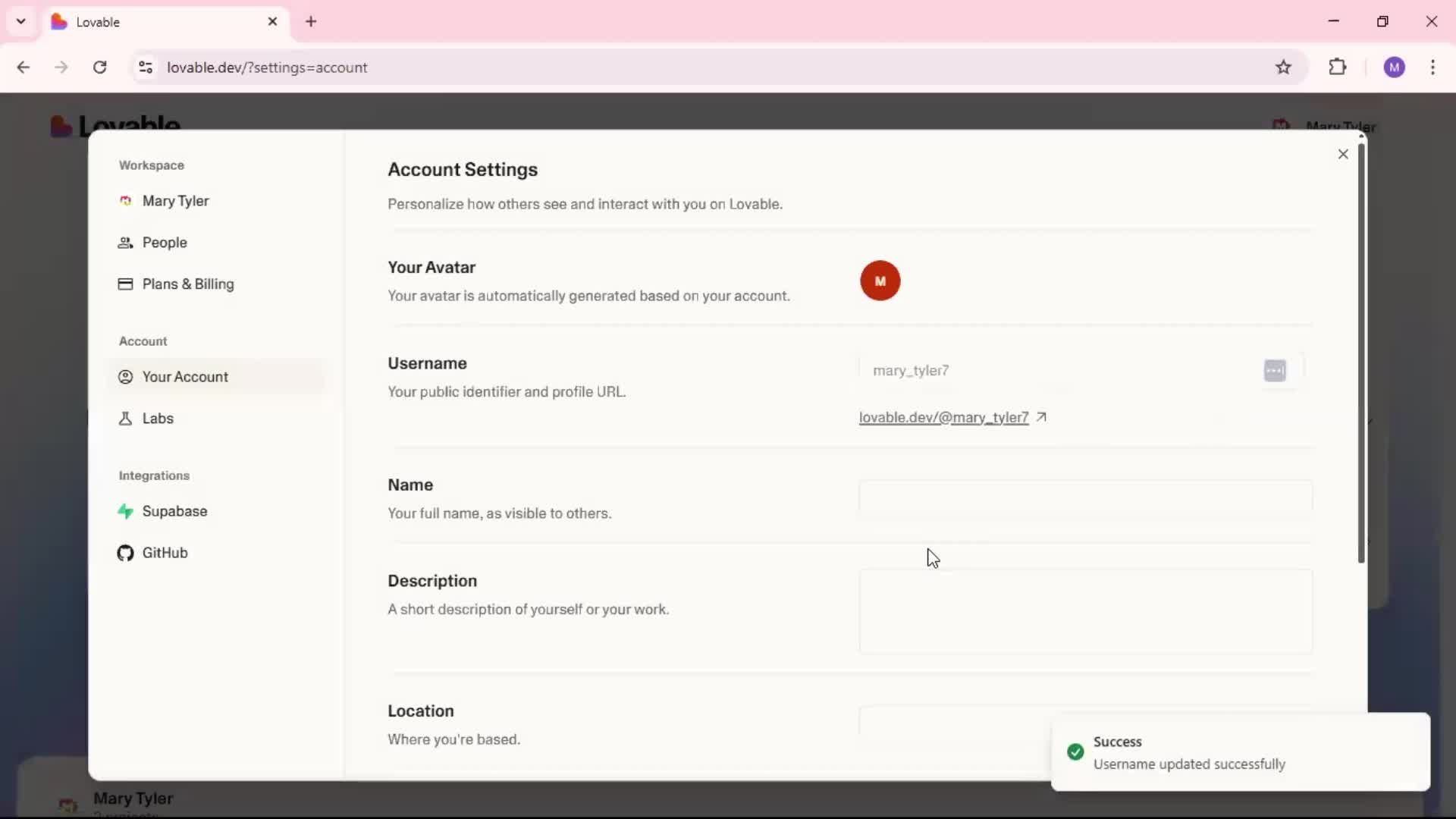 Updating your profile screenshot