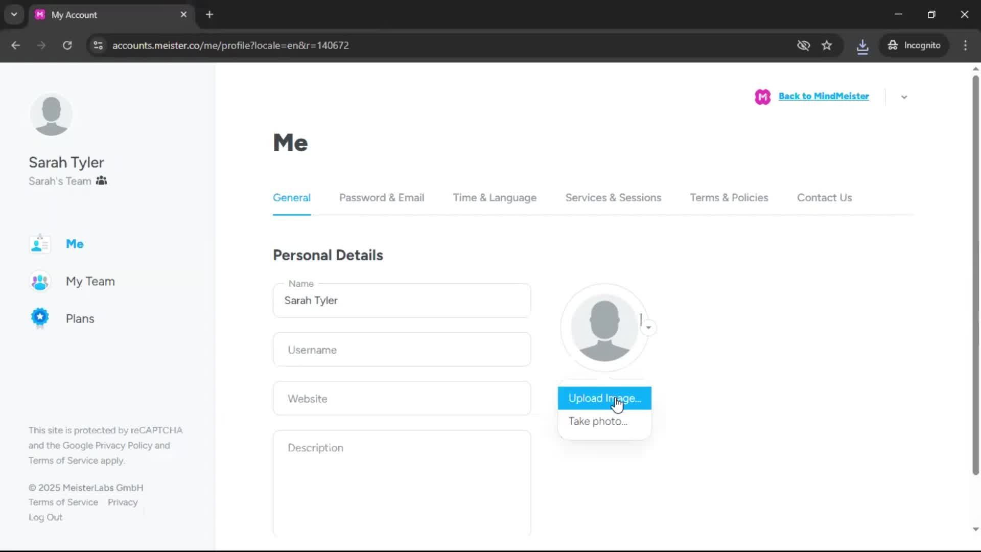 Updating your profile screenshot
