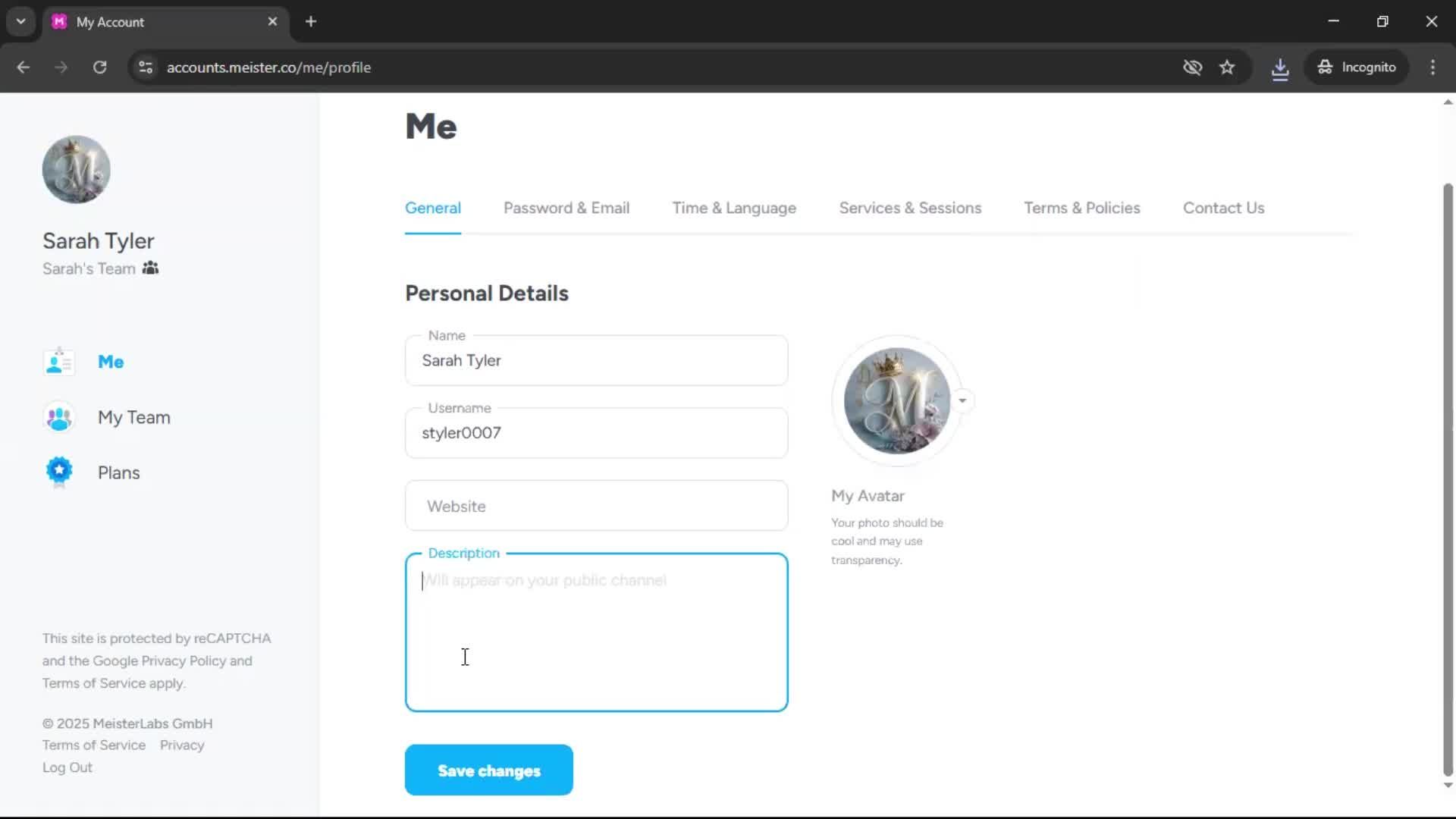 Updating your profile screenshot