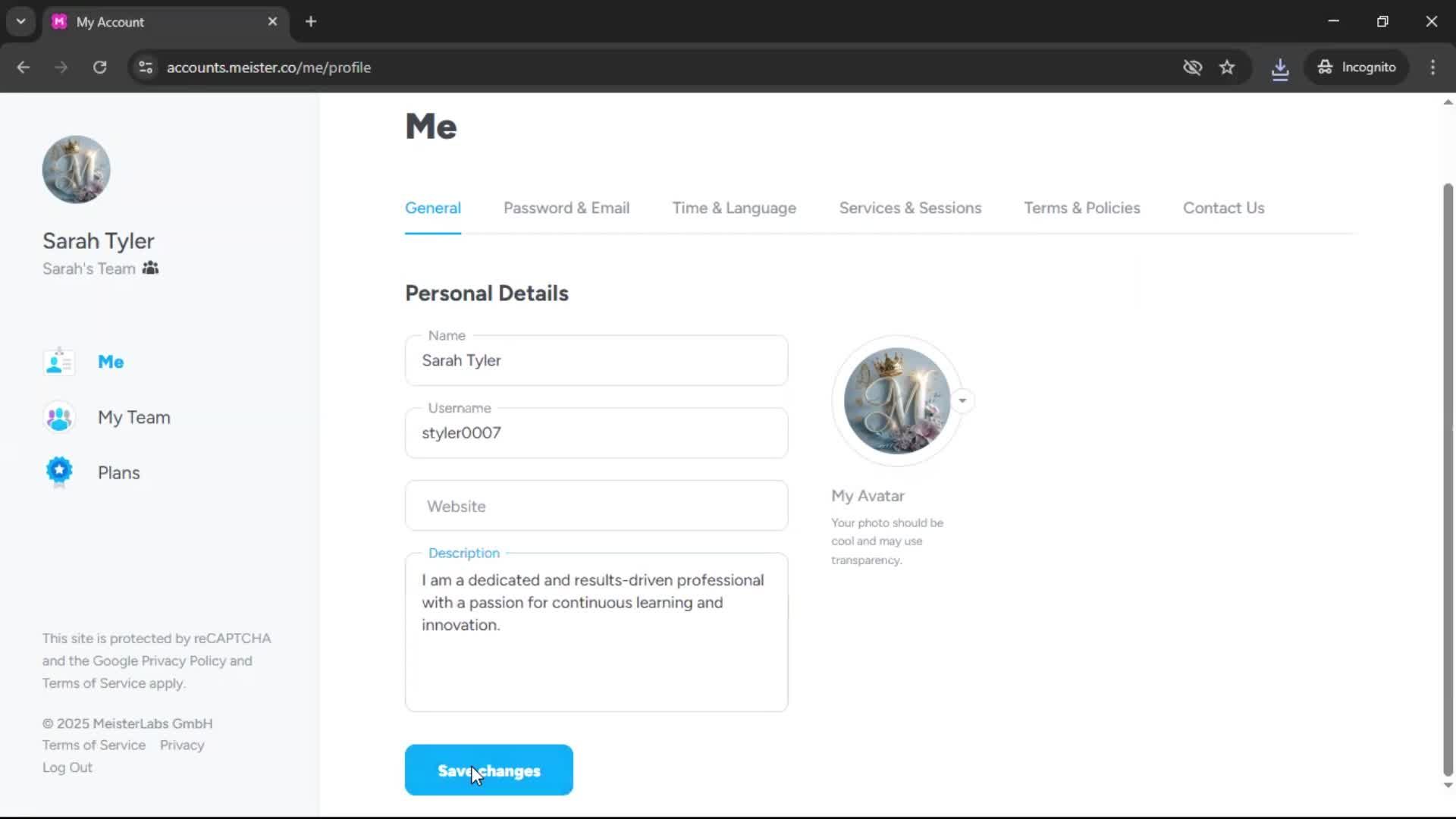 Updating your profile screenshot