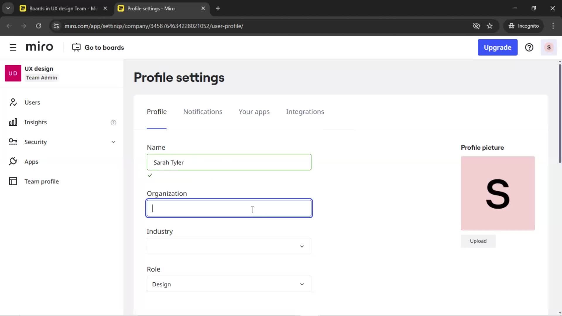 Updating your profile screenshot