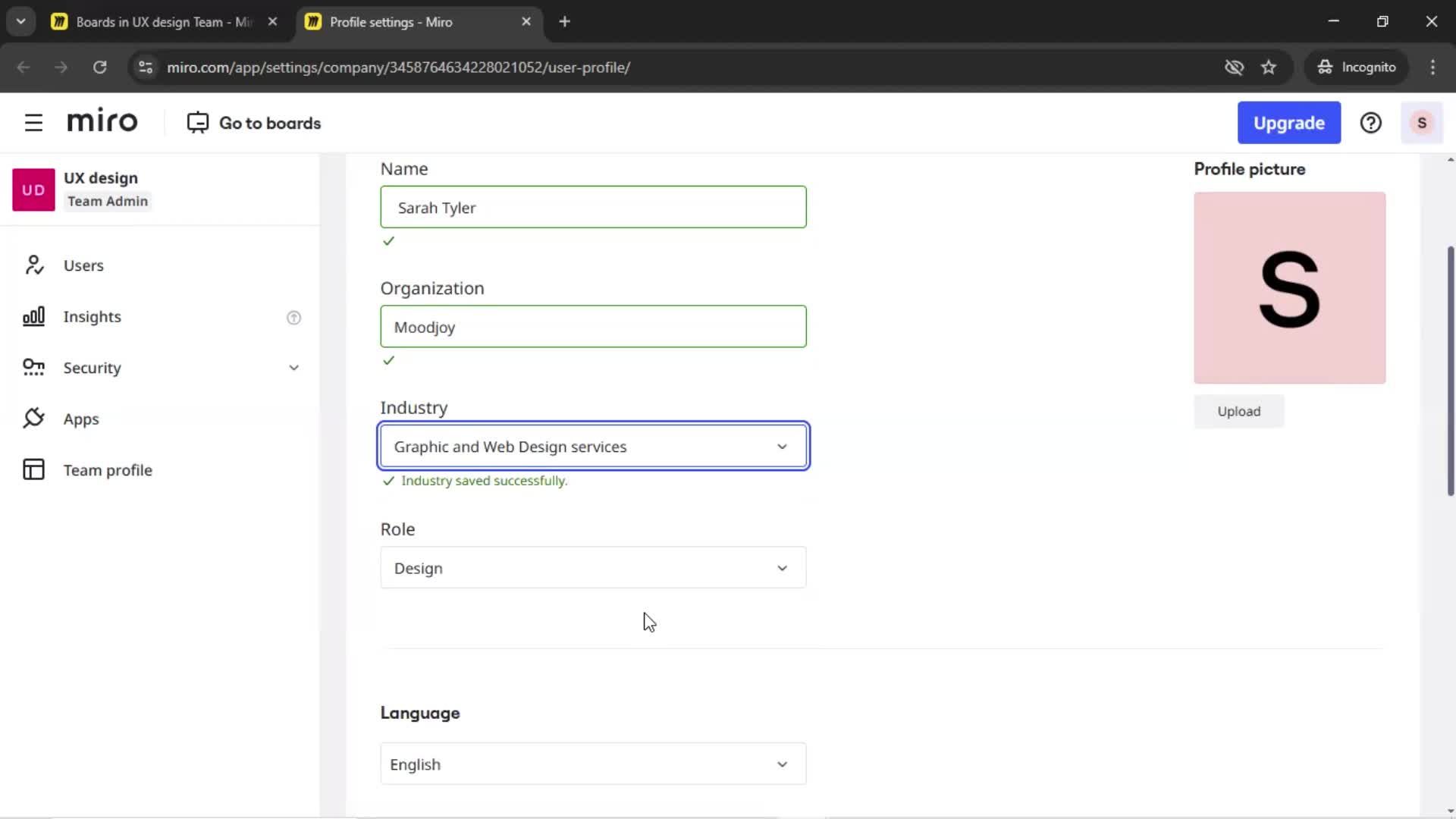 Updating your profile screenshot
