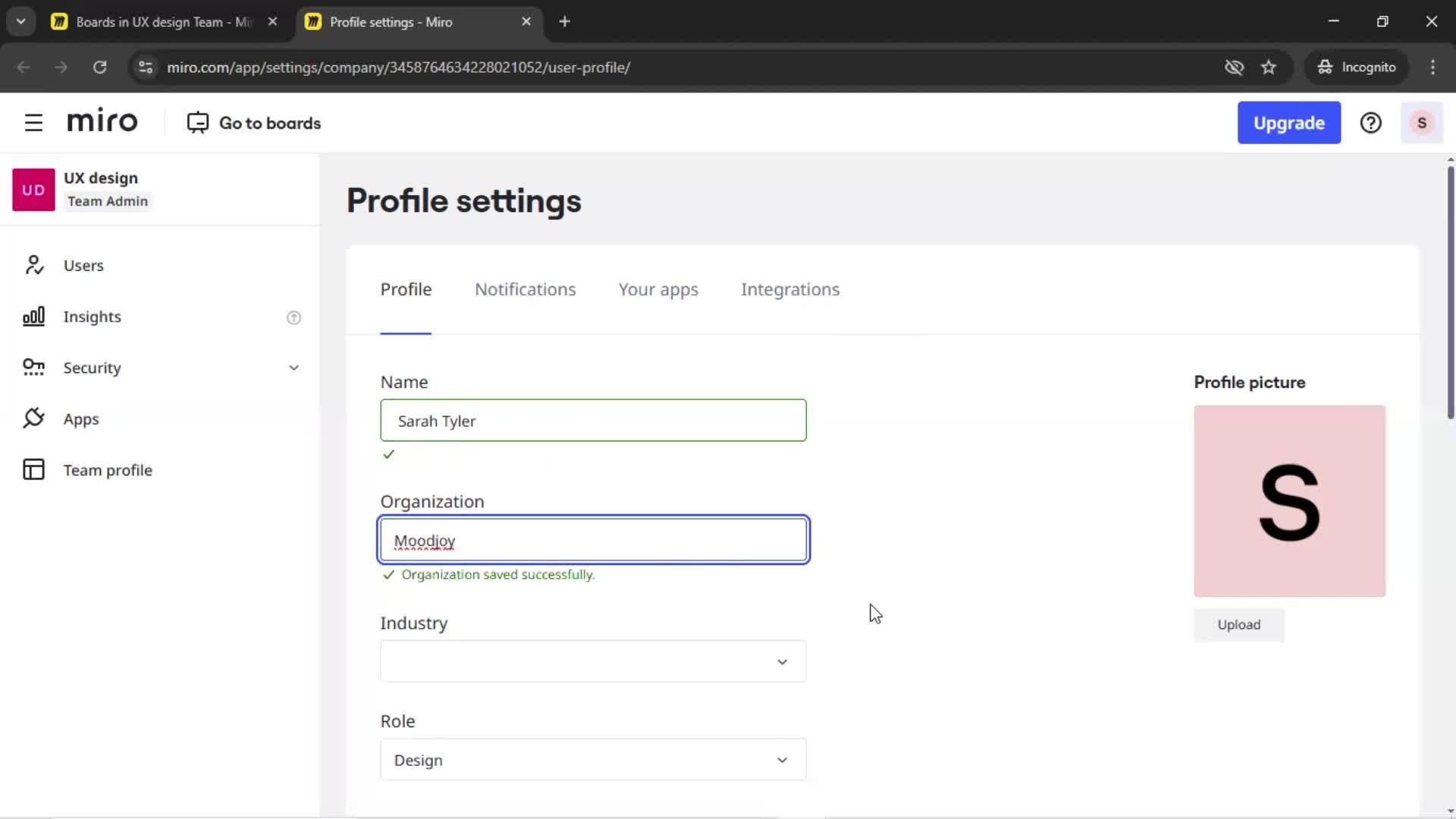 Updating your profile screenshot