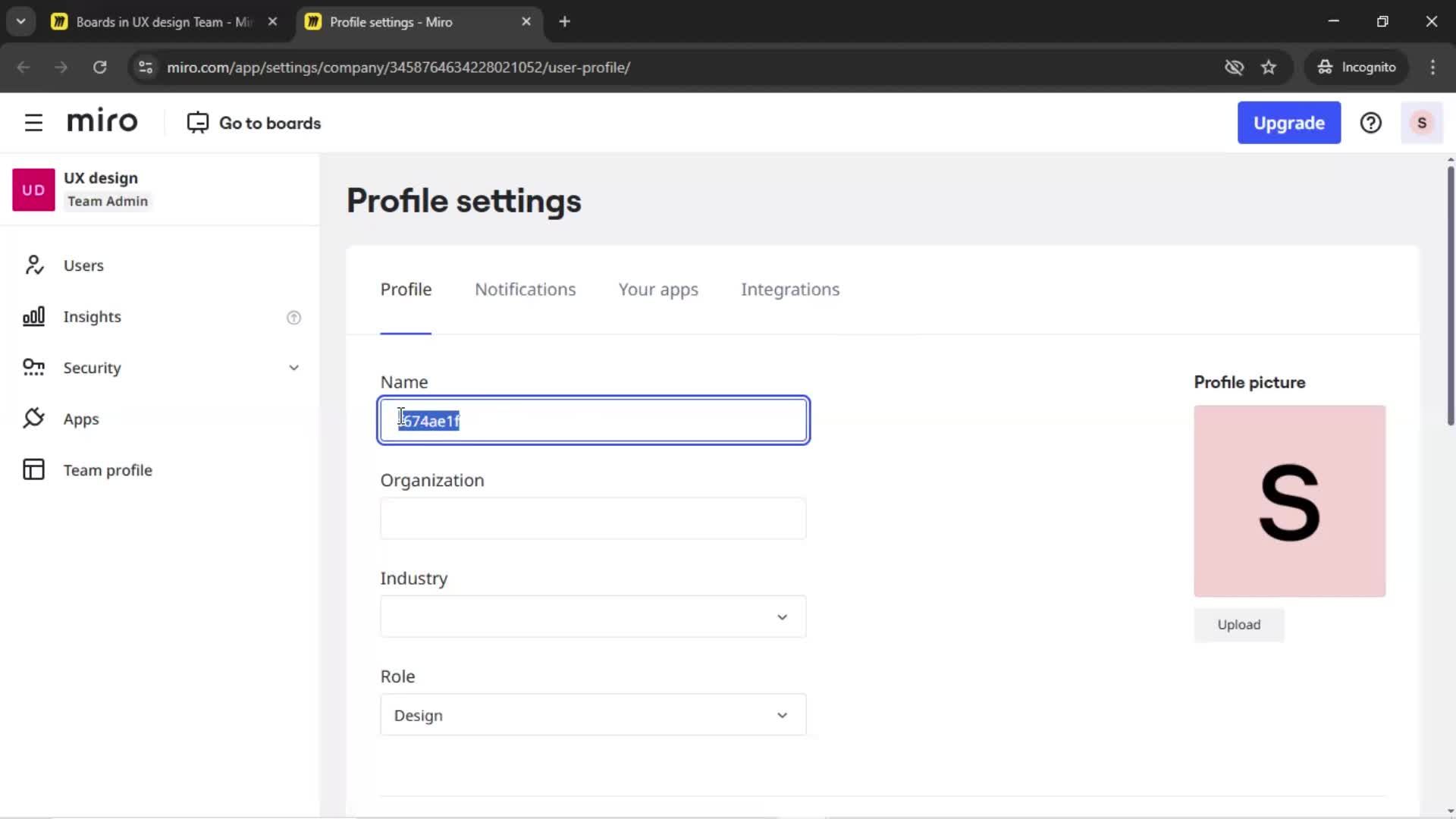 Updating your profile screenshot