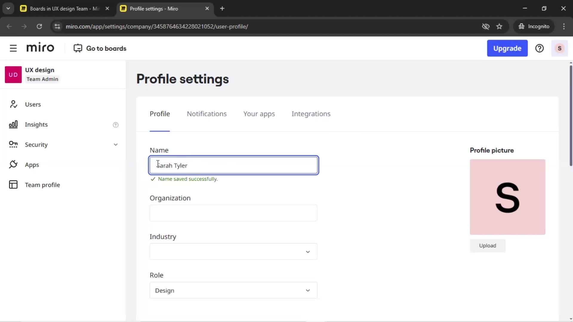 Updating your profile screenshot