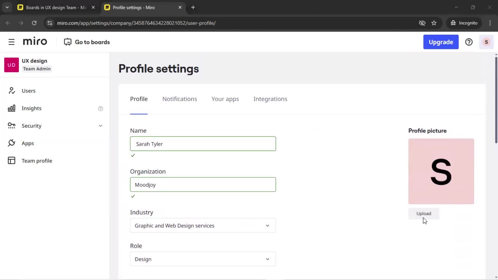 Updating your profile screenshot