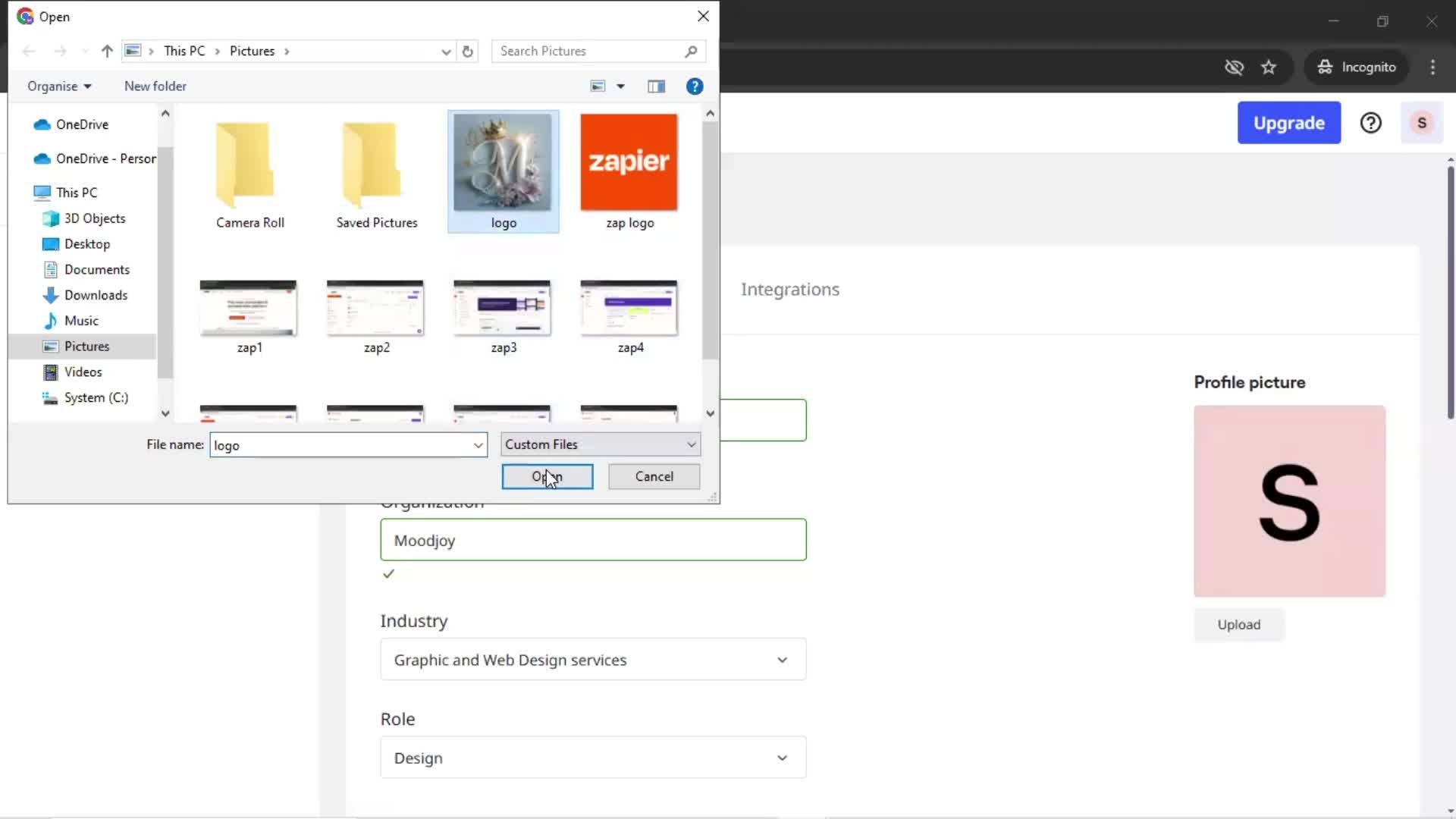 Updating your profile screenshot