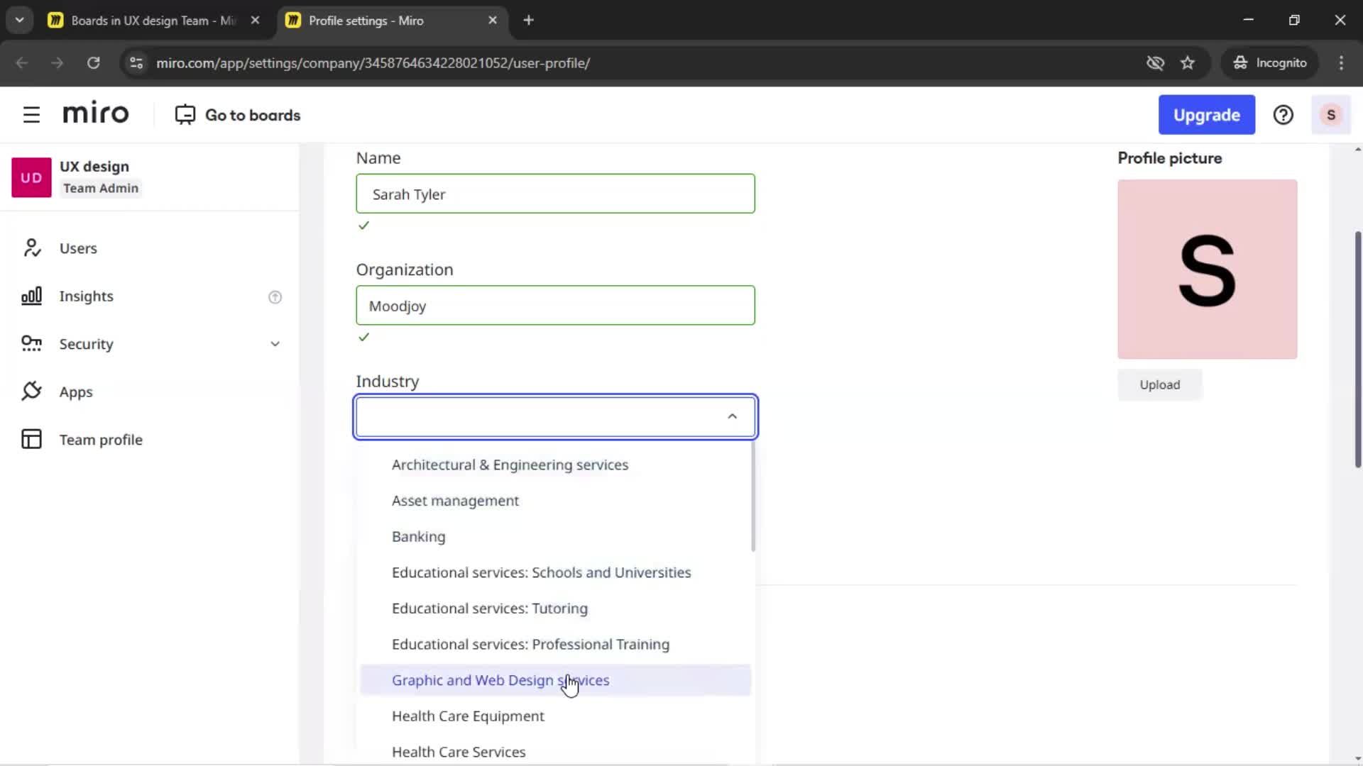 Updating your profile screenshot