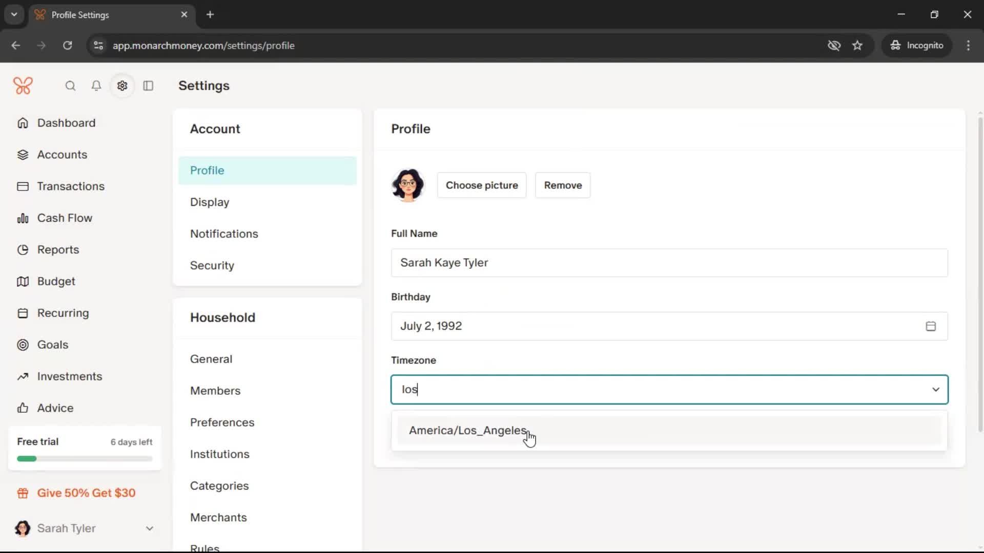 Updating your profile screenshot