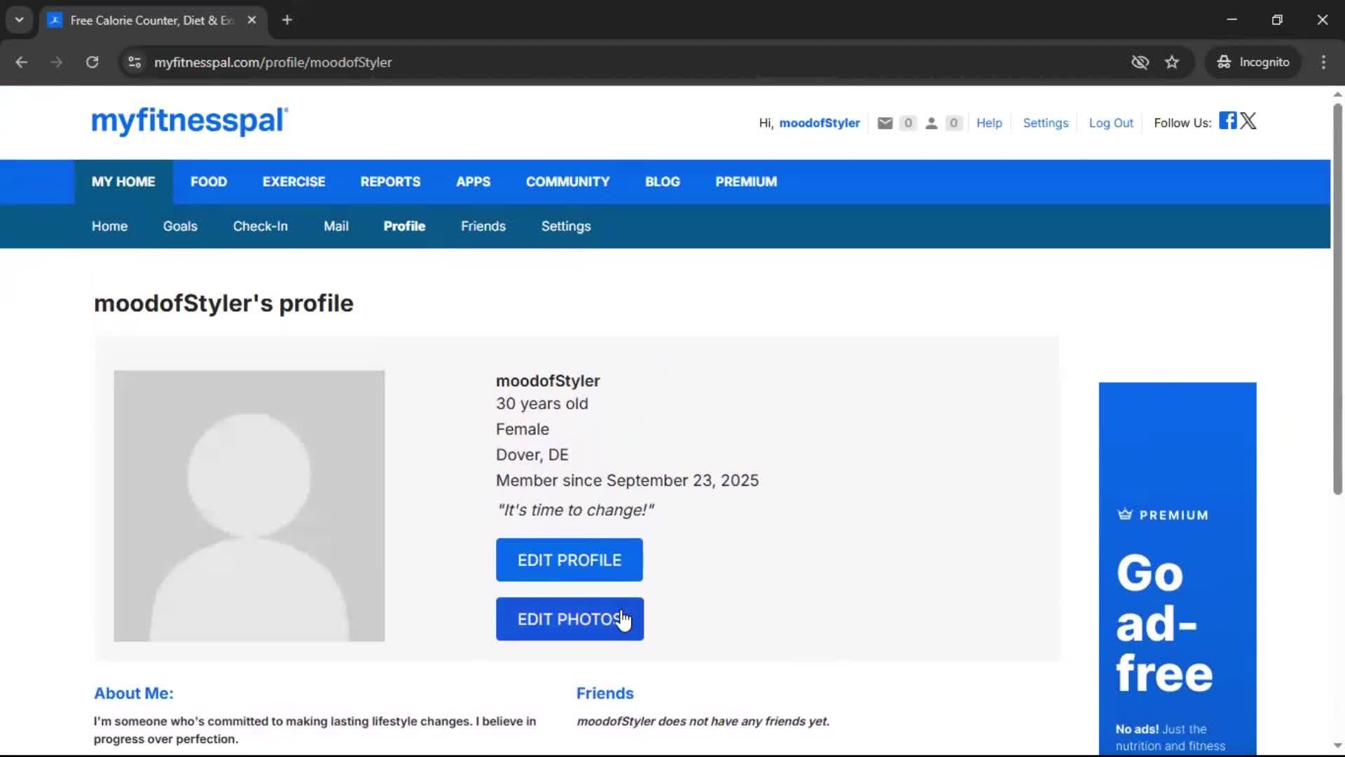 Updating your profile screenshot