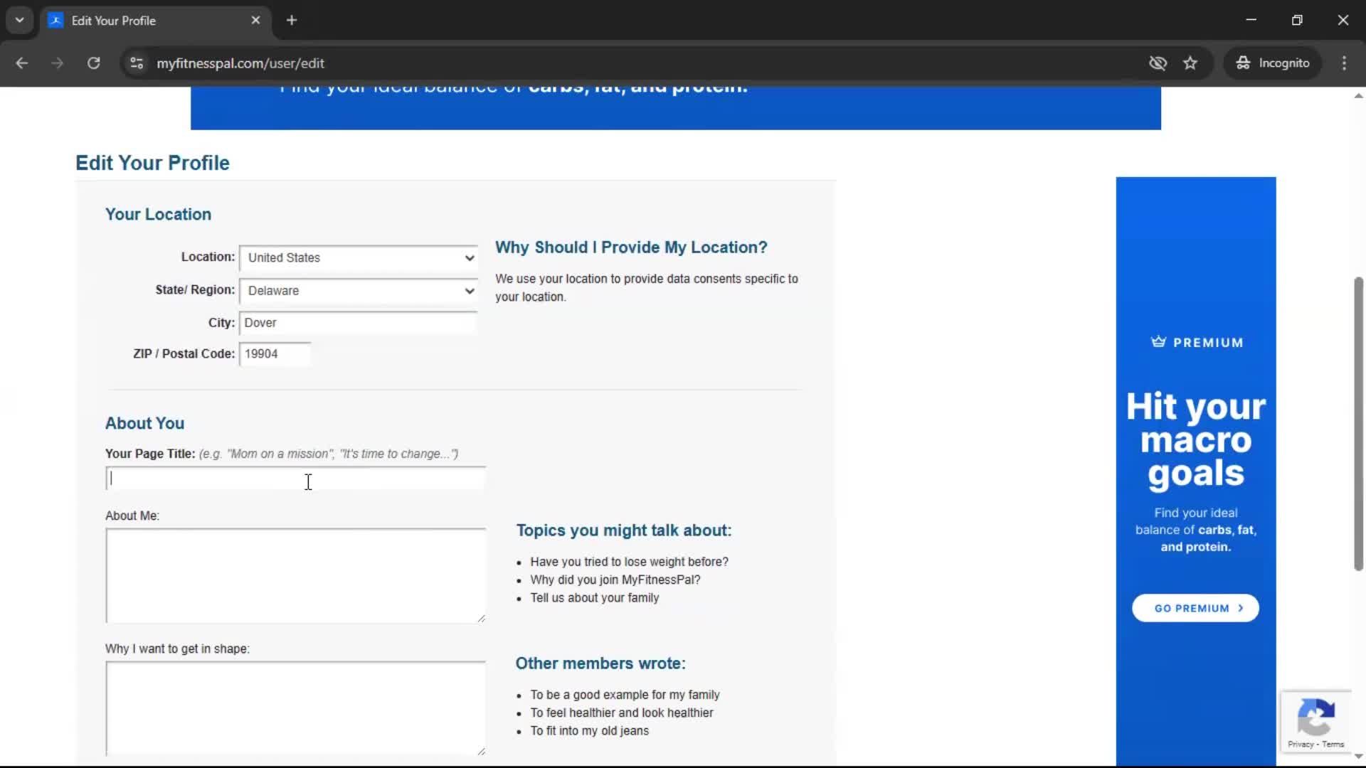 Updating your profile screenshot