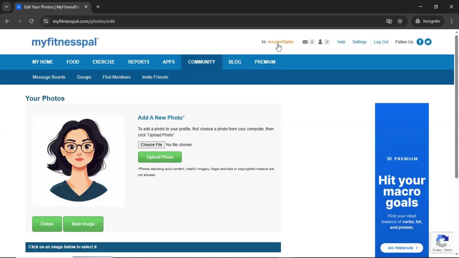 Updating your profile screenshot