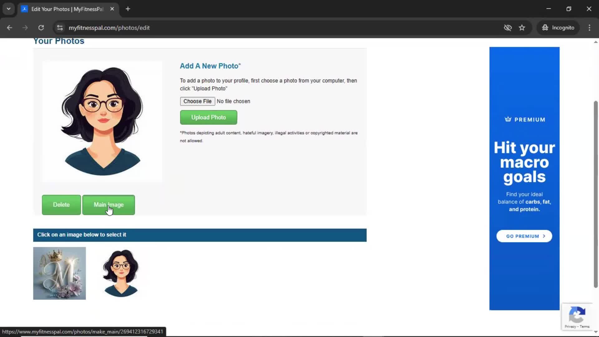 Updating your profile screenshot