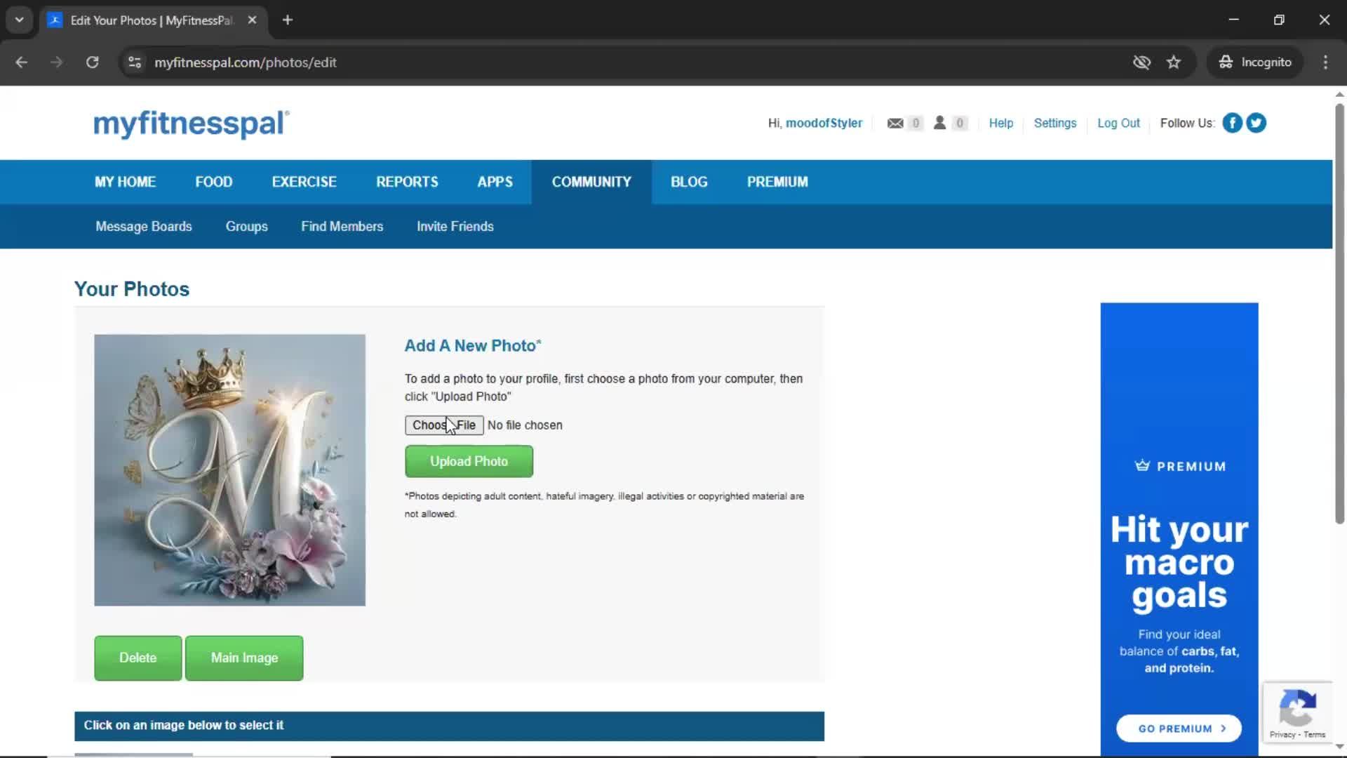 Updating your profile screenshot
