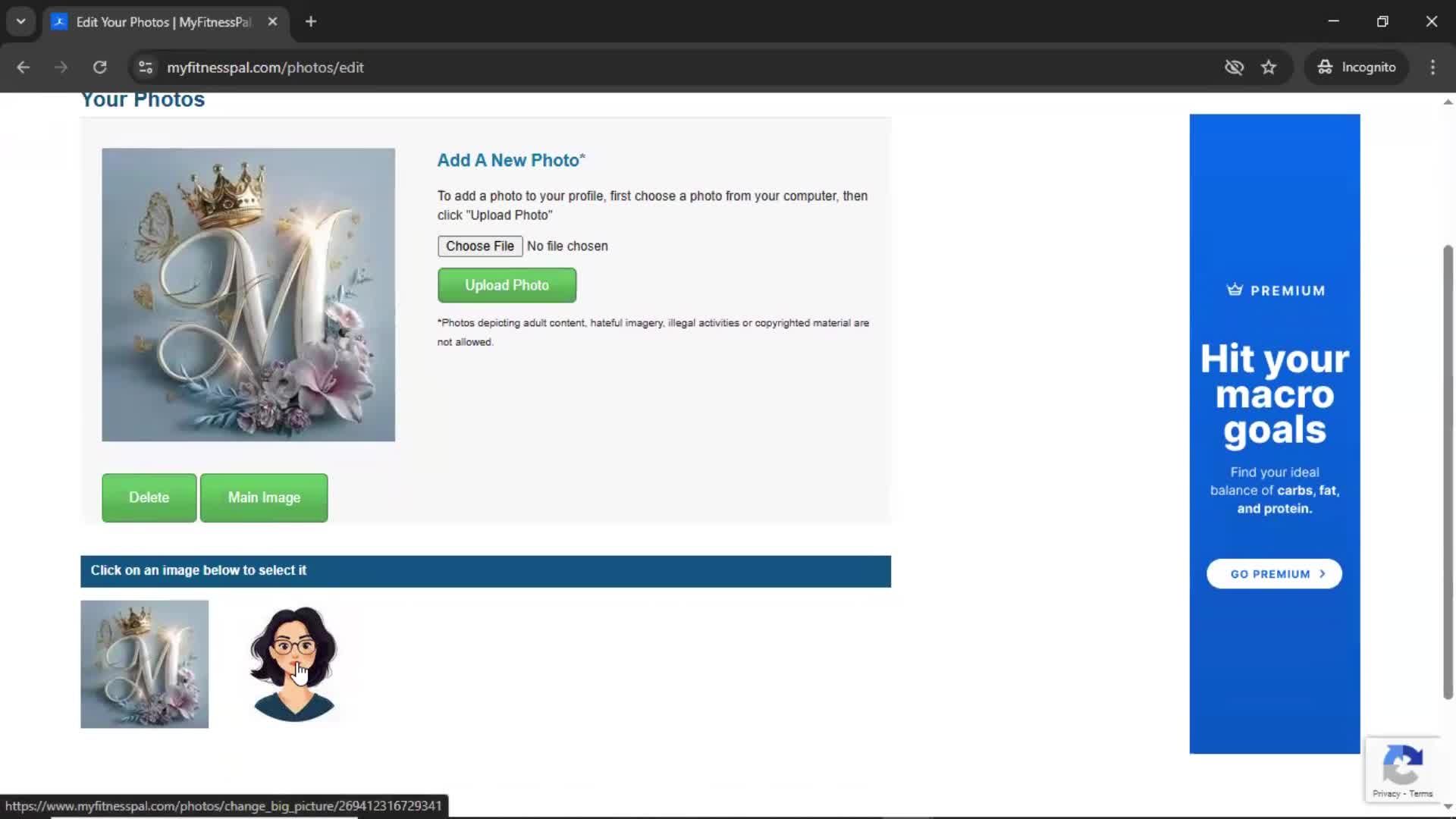 Updating your profile screenshot