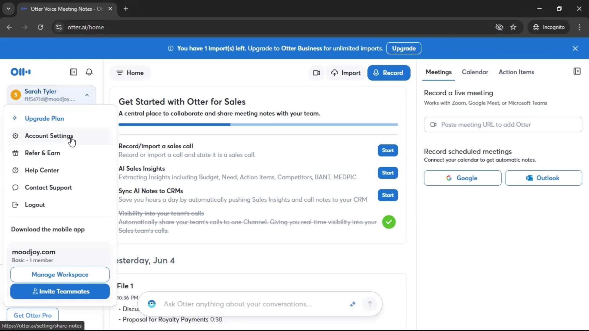Updating your profile screenshot