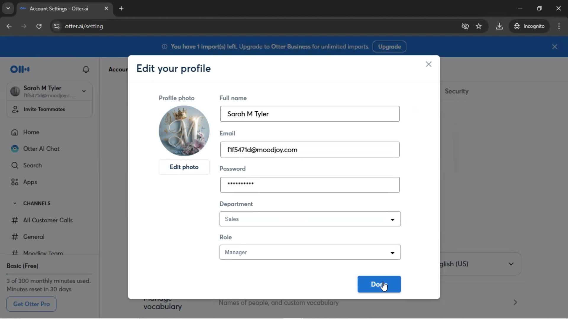 Updating your profile screenshot