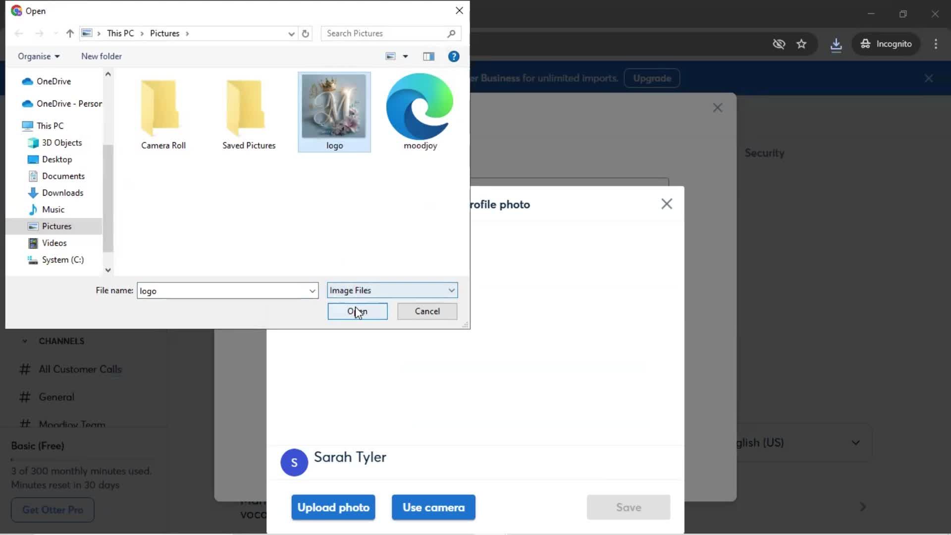 Updating your profile screenshot