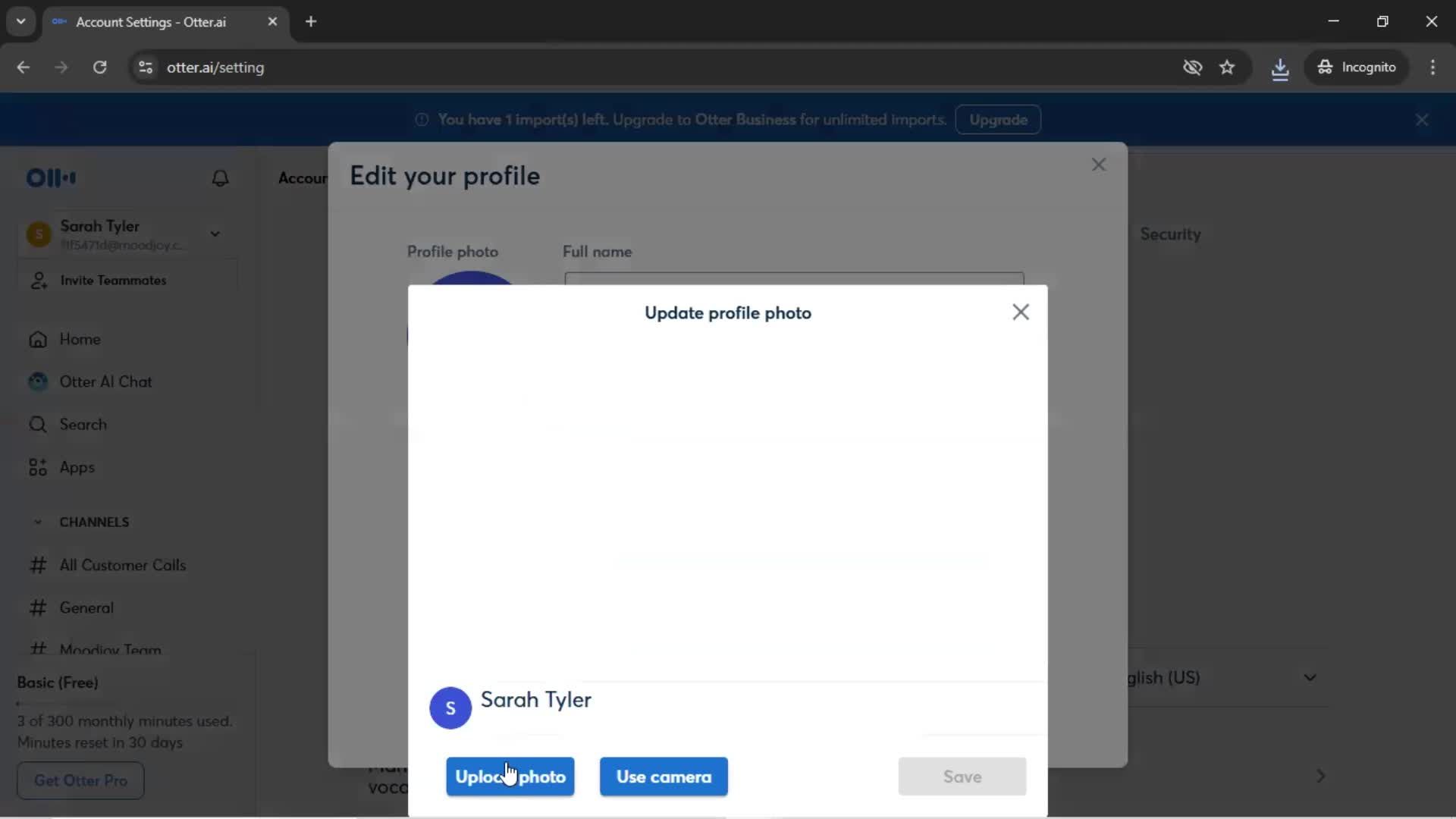 Updating your profile screenshot