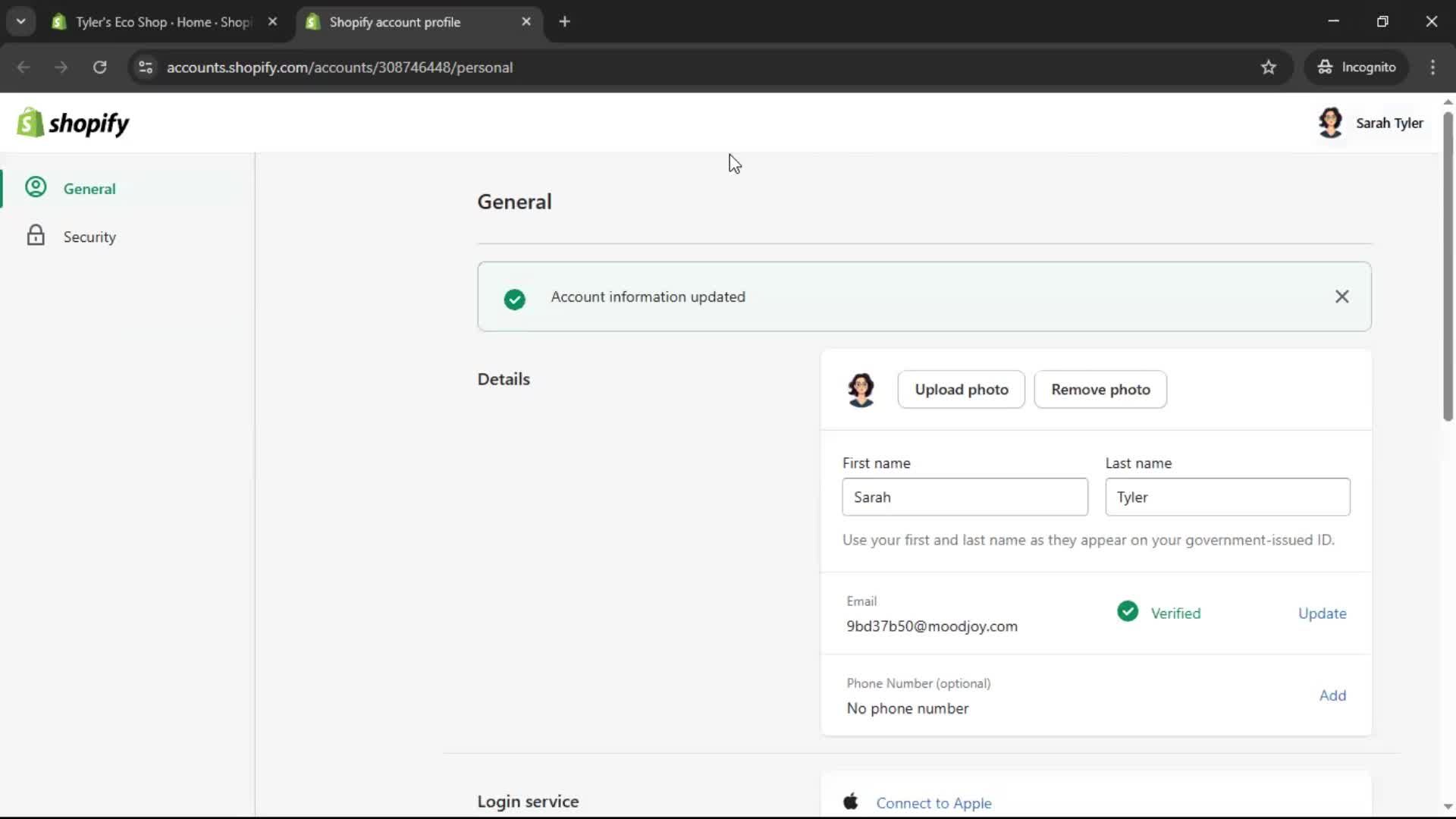 Updating your profile screenshot