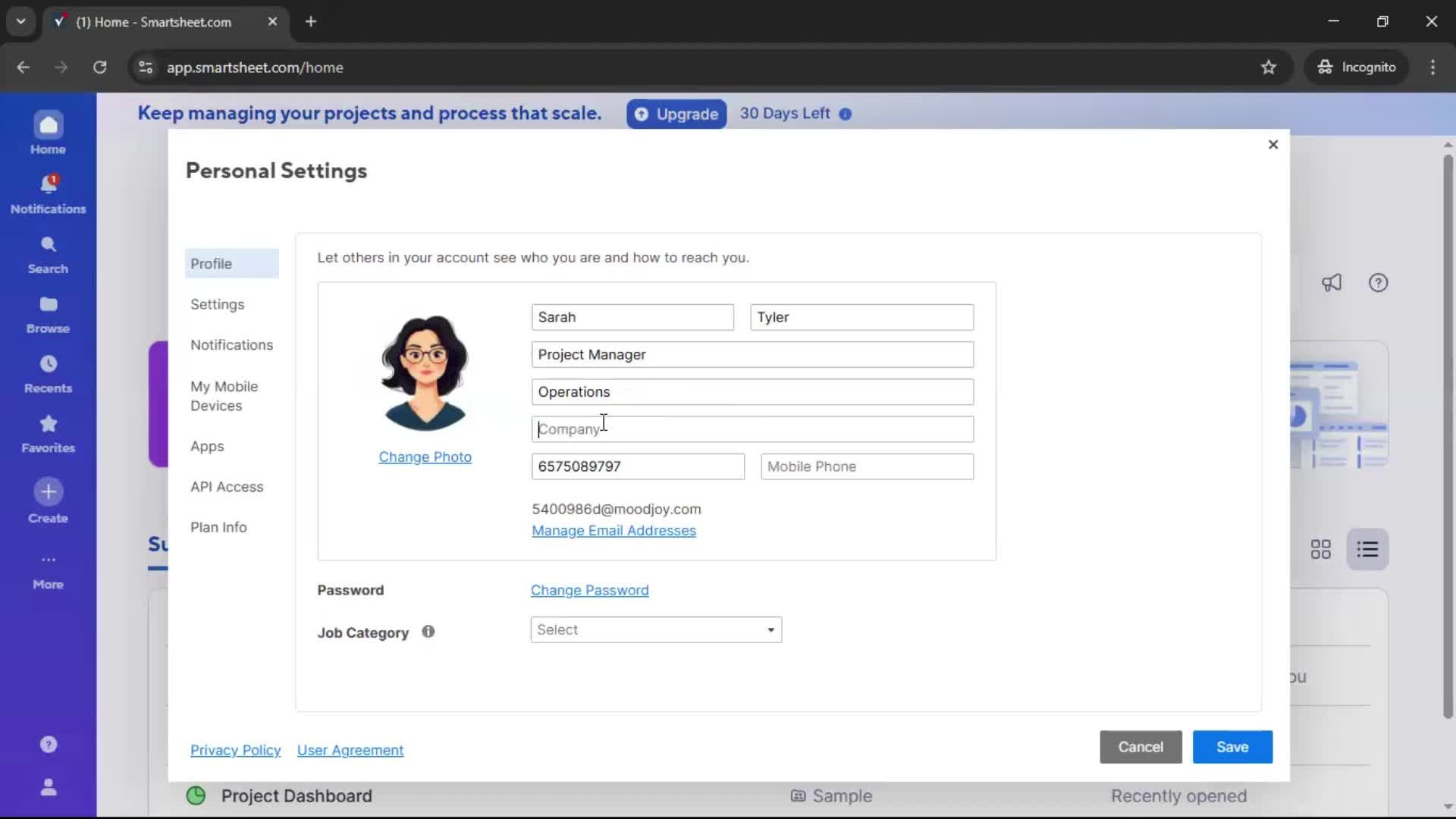 Updating your profile screenshot