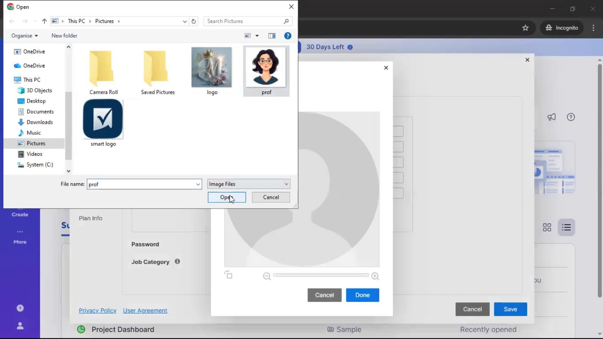Updating your profile screenshot