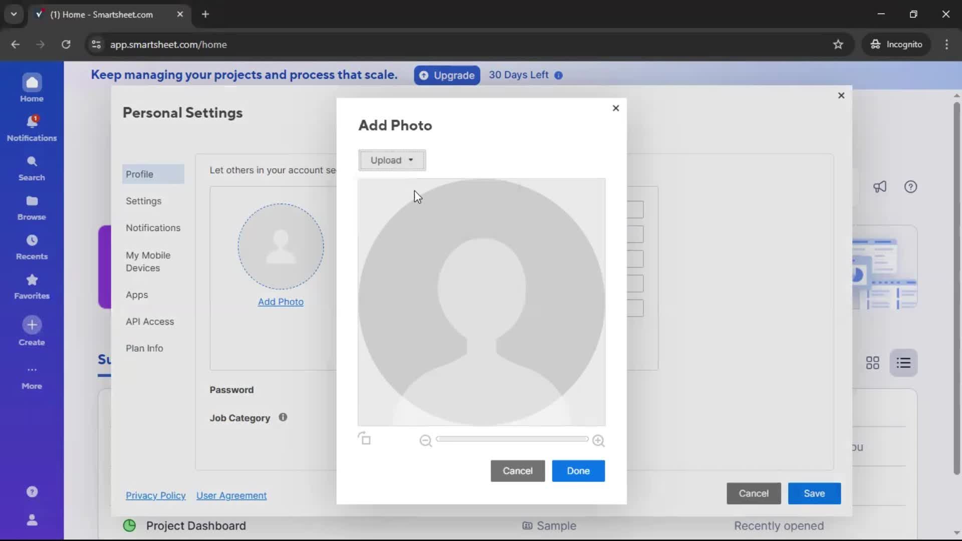 Updating your profile screenshot