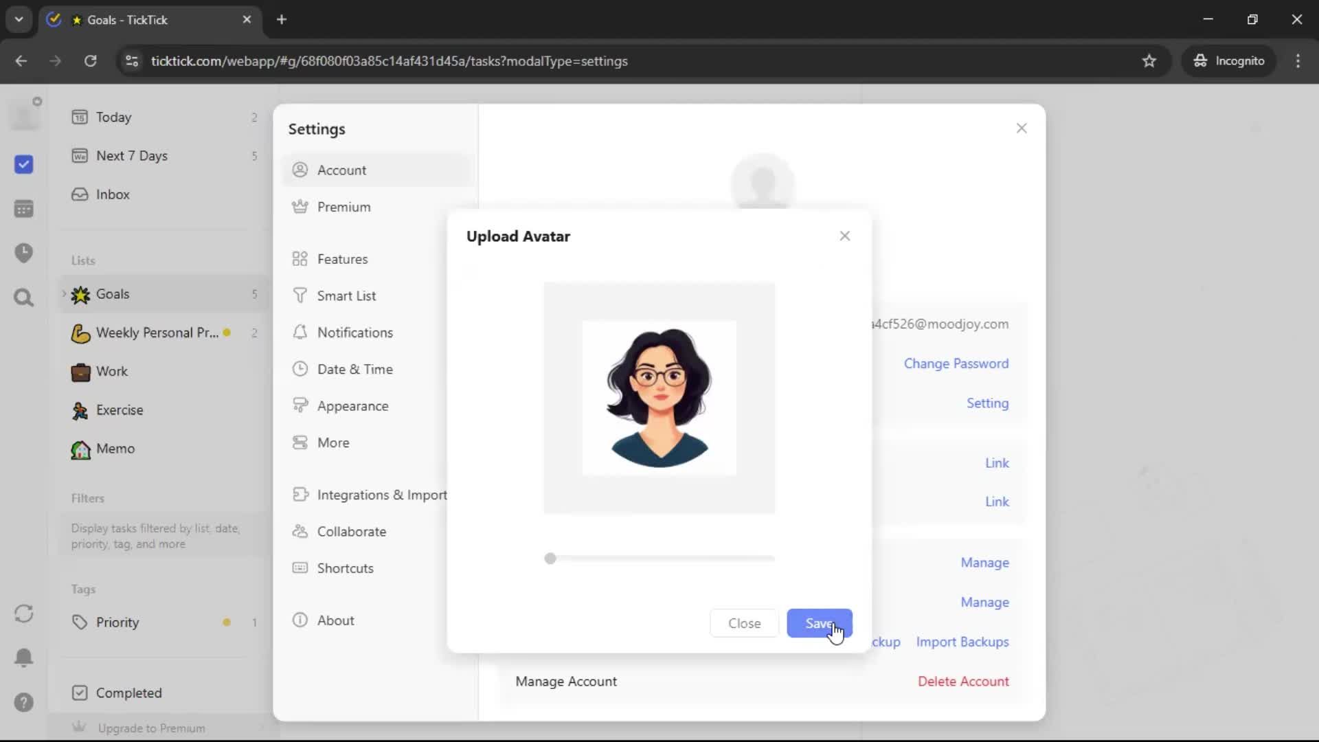 Updating your profile screenshot